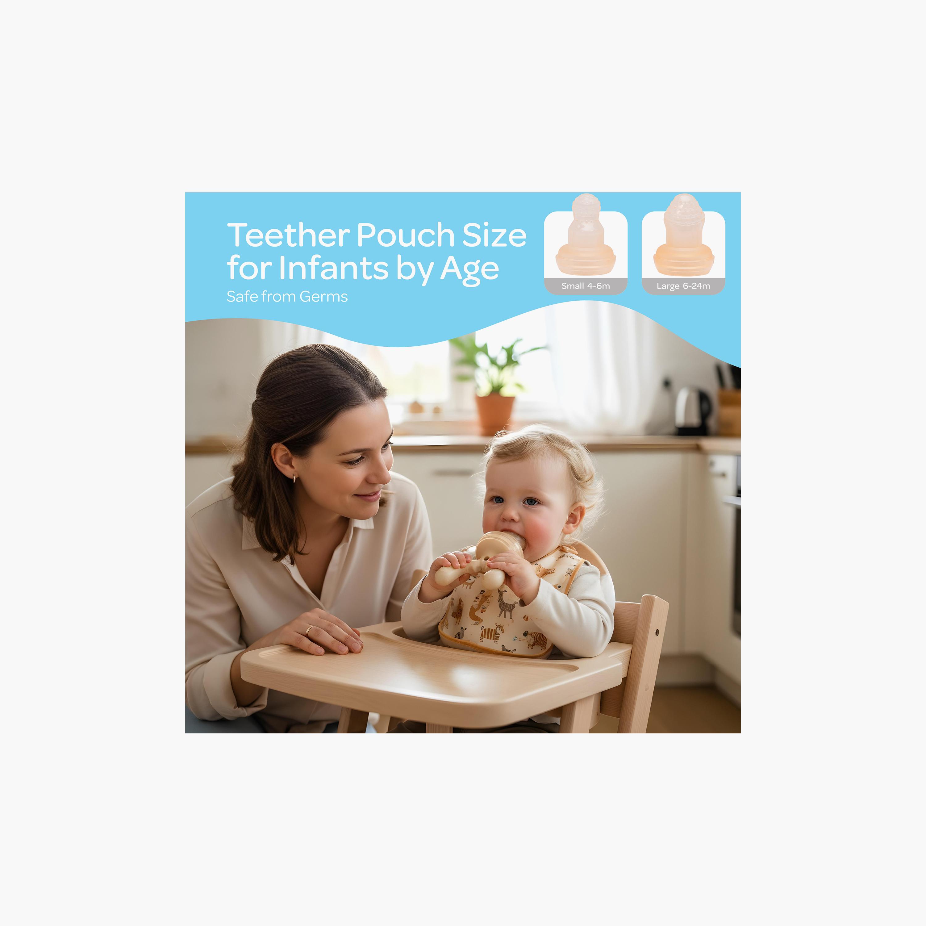 Moon BPA-Free Silicone Fruit Feeder Teether with 1 Interchangeable Pouch - Beige-baby-feeding-teethers-image-5