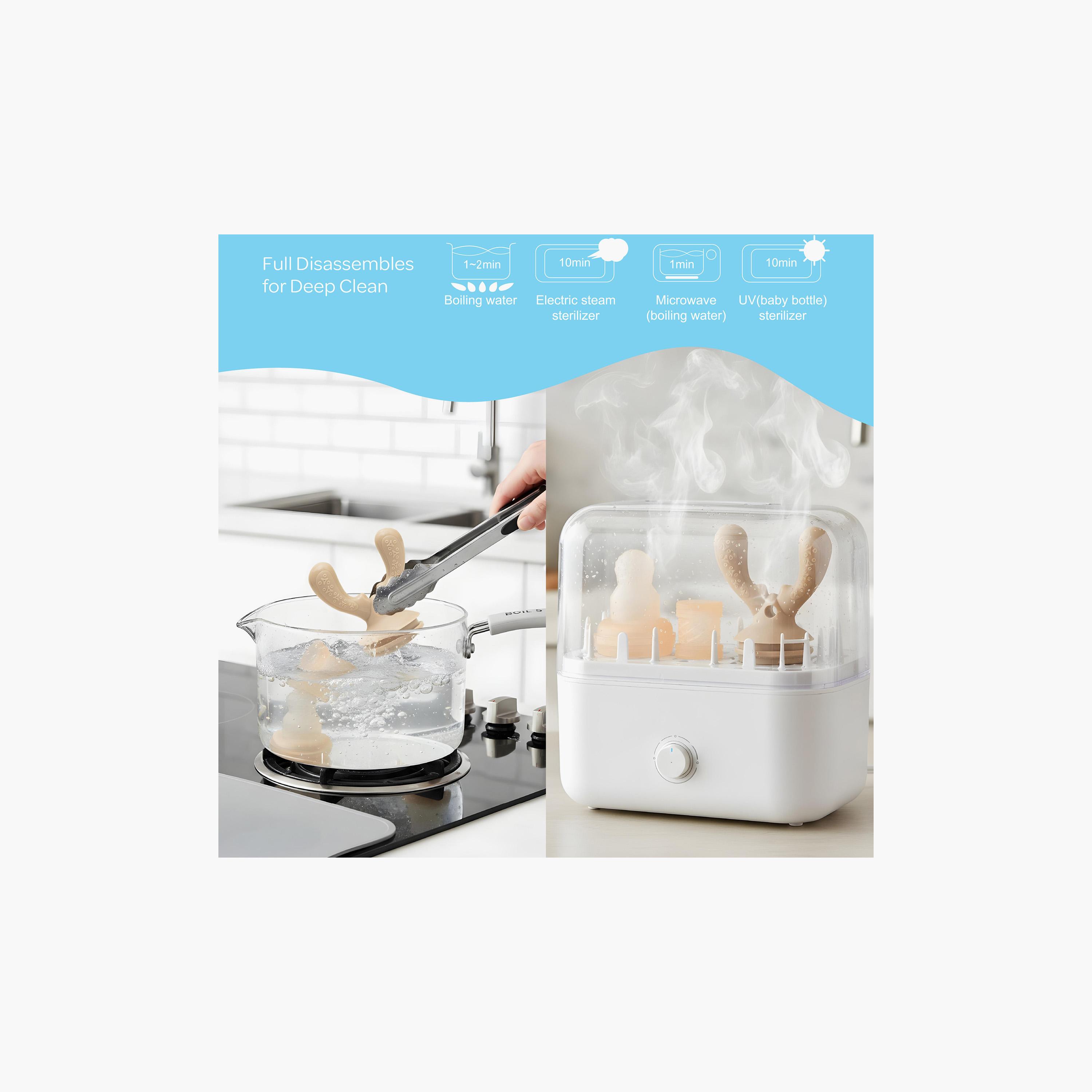 Moon BPA-Free Silicone Fruit Feeder Teether with 1 Interchangeable Pouch - Beige-baby-feeding-teethers-image-6