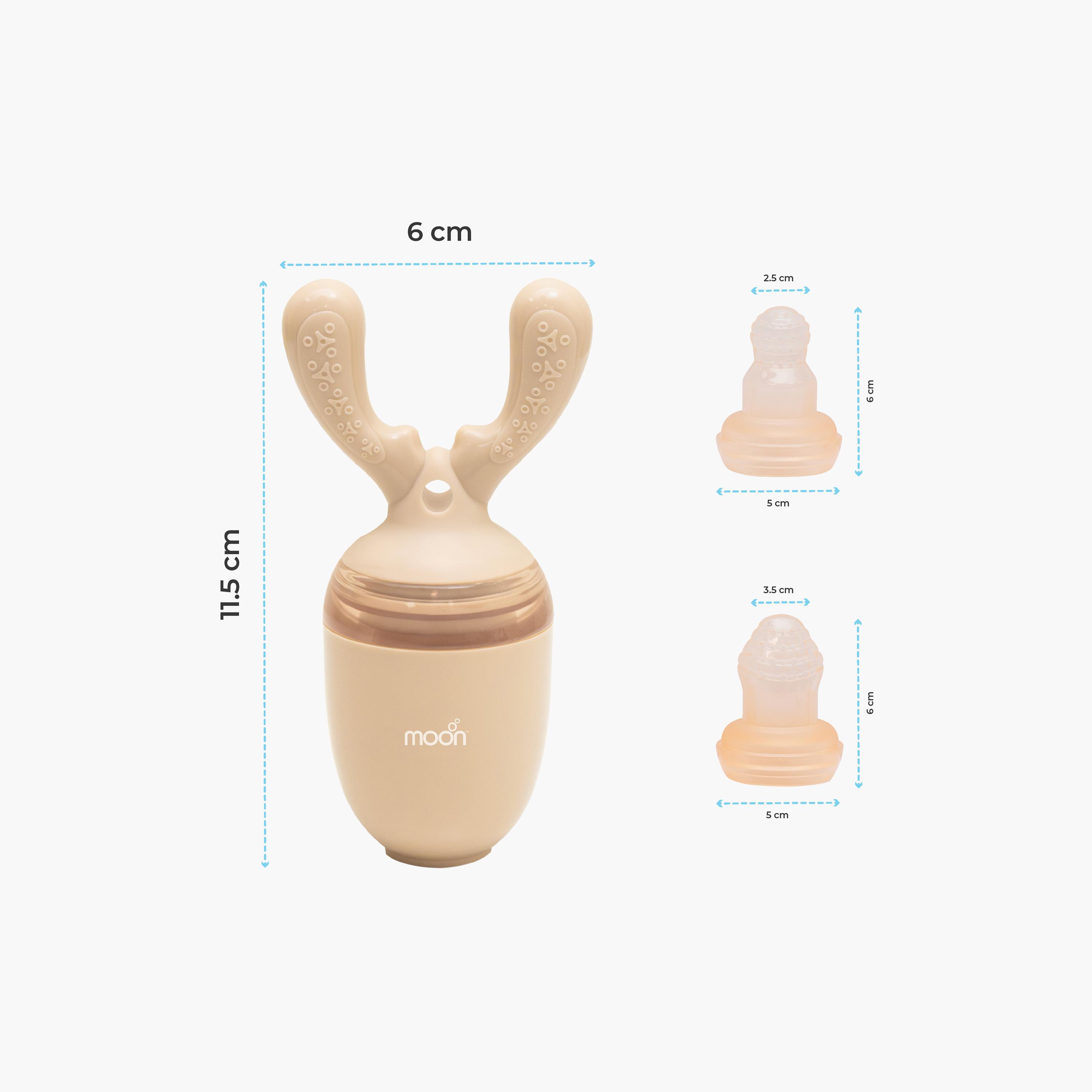 Moon BPA-Free Silicone Fruit Feeder Teether with 1 Interchangeable Pouch - Beige-baby-feeding-teethers-image-8