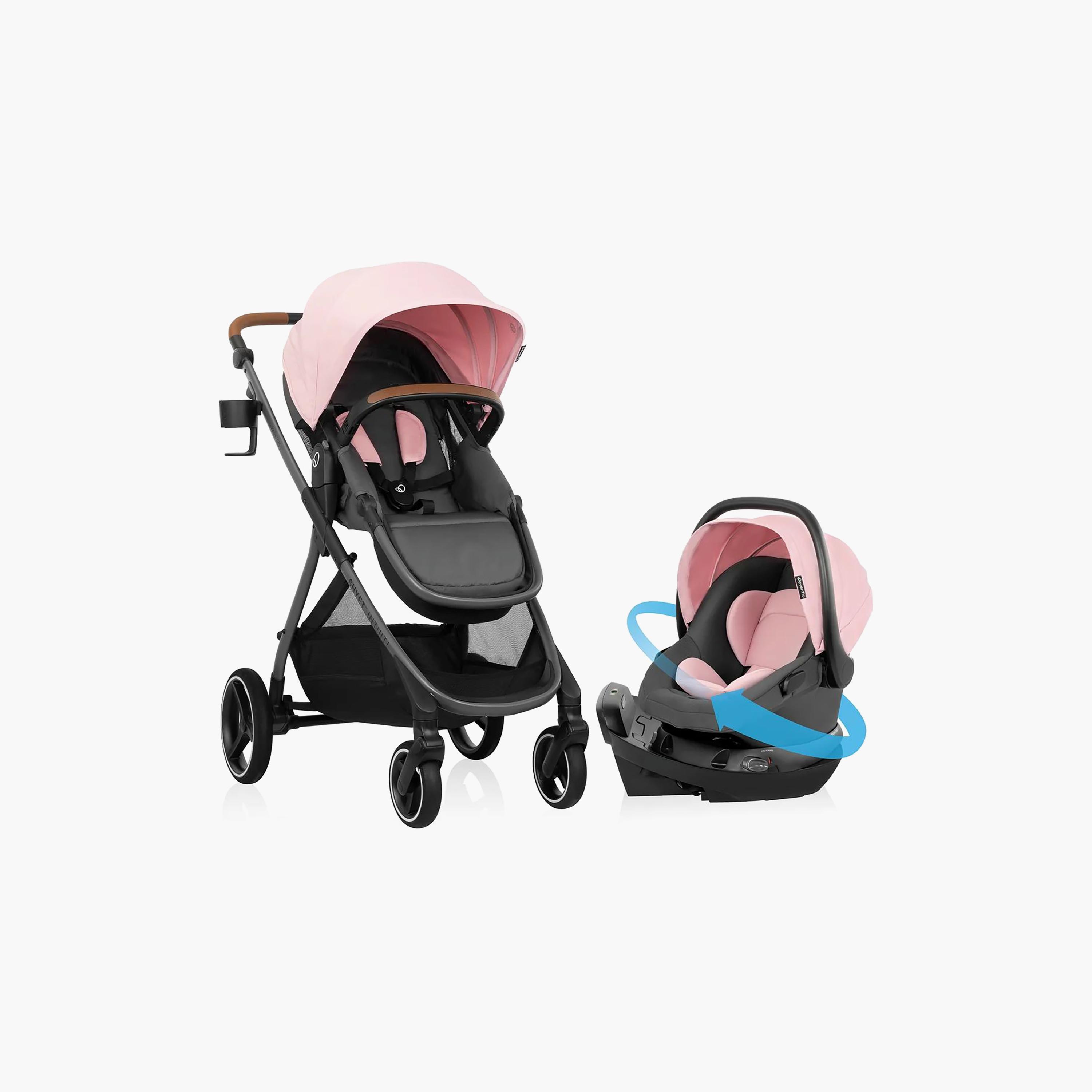 Evenflo Shyft Intuiti Travel System with Revolve180 LiteMax NXT Infant Car Seat - Amaranth Pink-baby-gear-strollersandprams-travelsystems-image-1