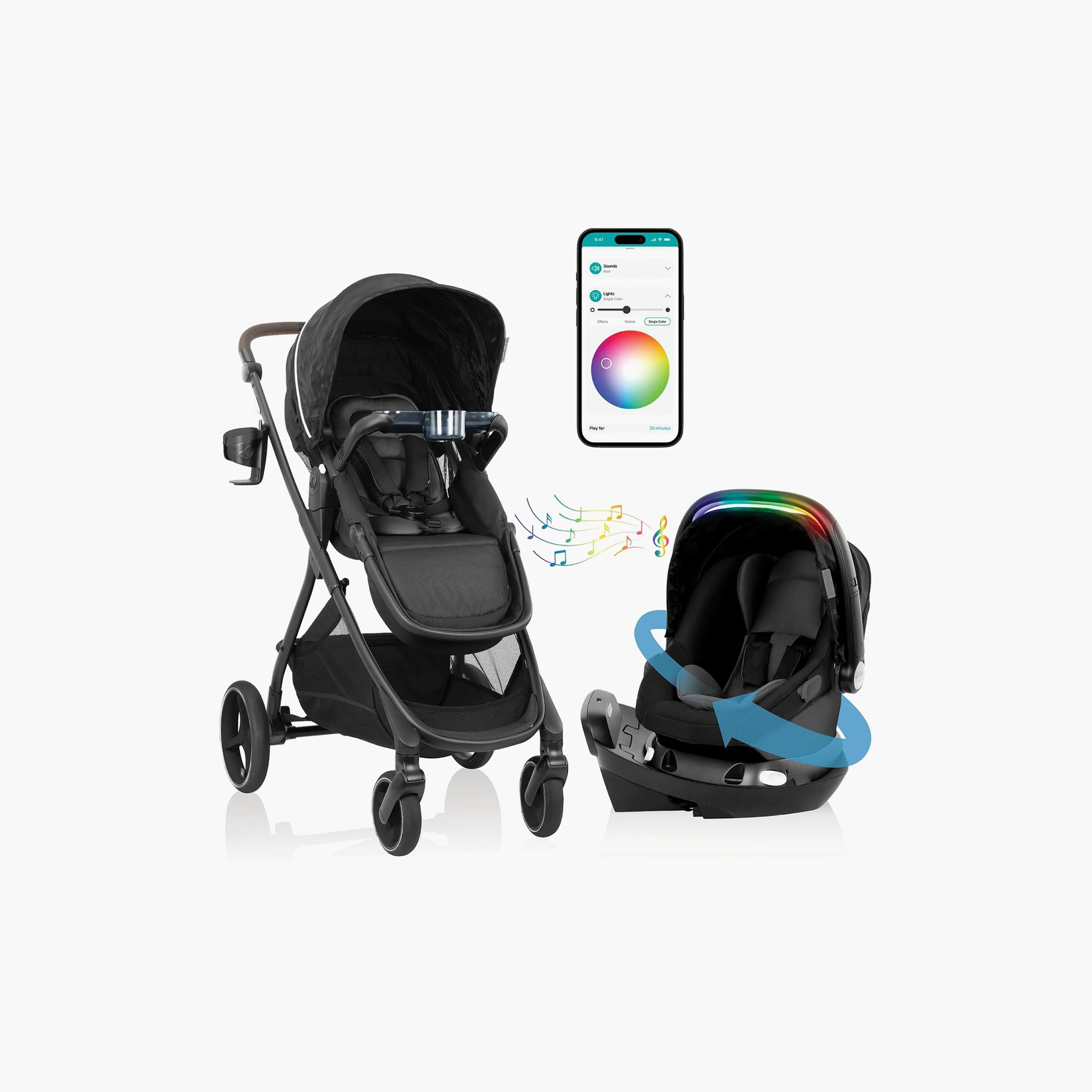 نظام السفر شيفت إنتويتي+ مع ريفولف180 لايتماكس NXT من إيفنفلو - أسود دوبان-baby-gear-strollersandprams-travelsystems-image-1