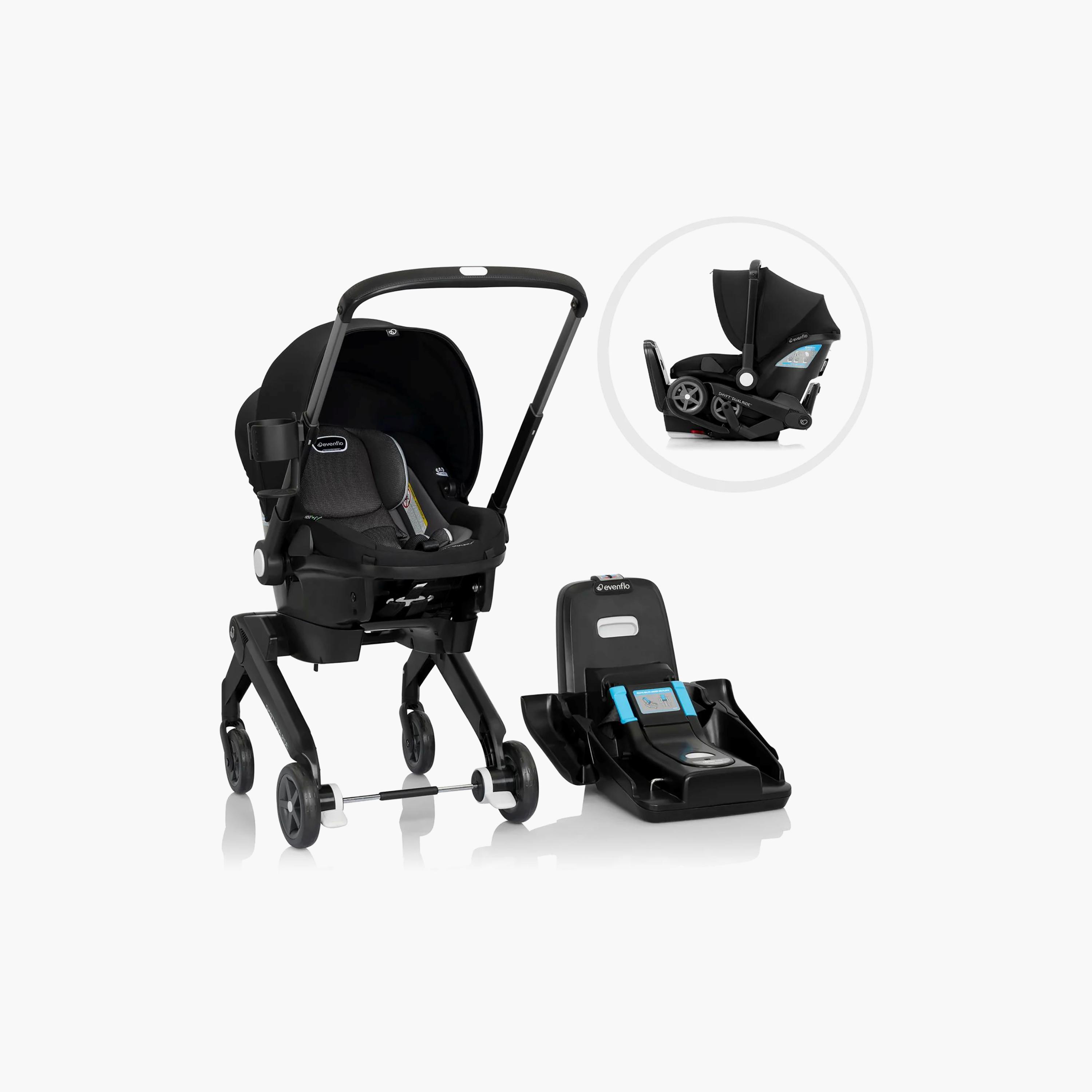 Evenflo Shyft DualRide Infant Car Seat & Stroller Combo - Beaufort Black-baby-gear-strollersandprams-travelsystems-image-1