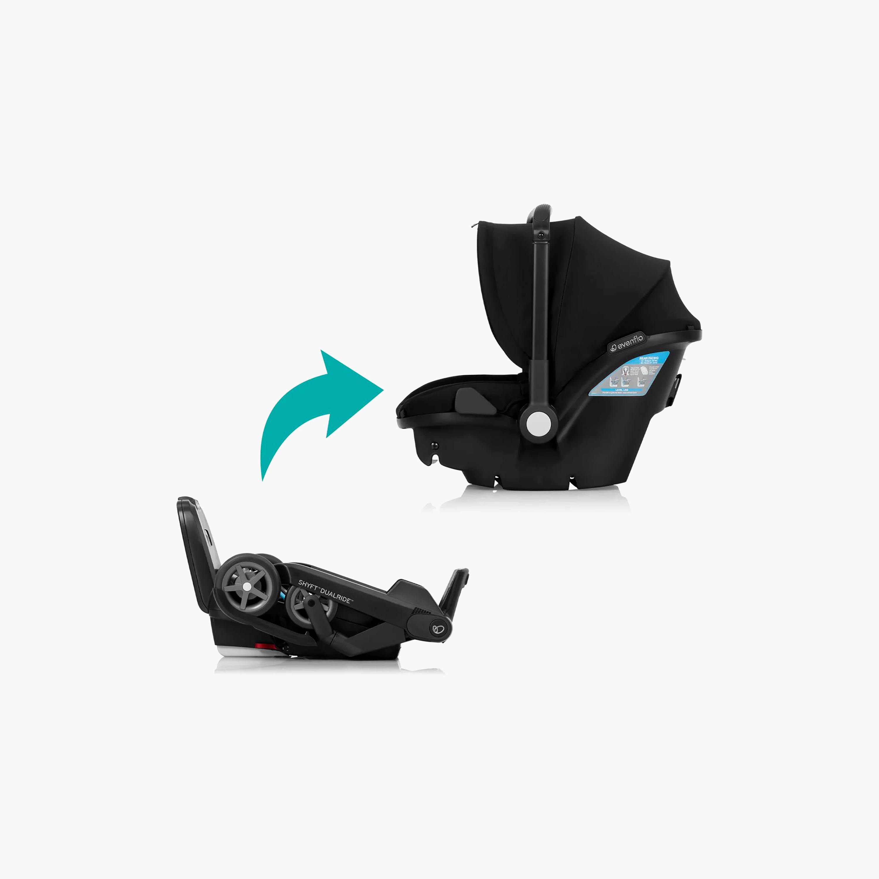 Evenflo Shyft DualRide Infant Car Seat & Stroller Combo - Beaufort Black-baby-gear-strollersandprams-travelsystems-image-16
