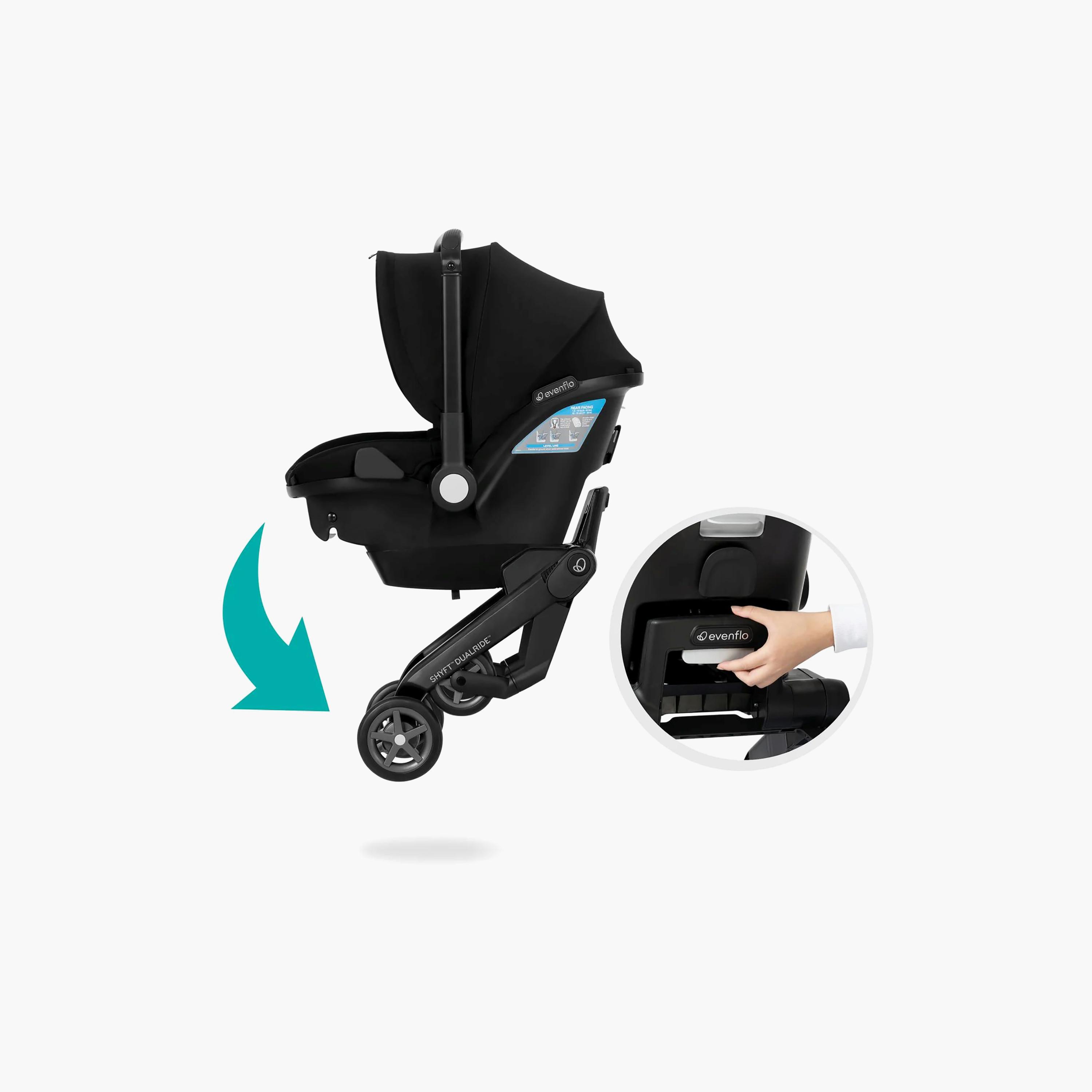 Evenflo Shyft DualRide Infant Car Seat & Stroller Combo - Beaufort Black-baby-gear-strollersandprams-travelsystems-image-19