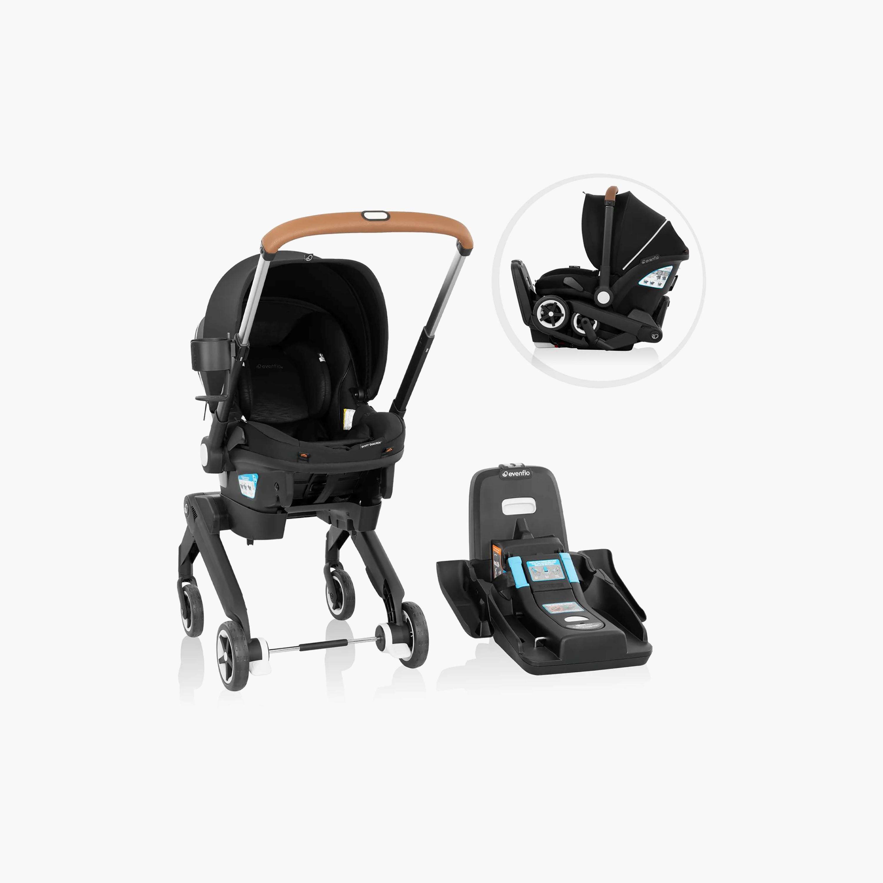 Evenflo Gold Shyft DualRide with Carryall Storage Infant Car Seat & Stroller - Onyx Black-baby-gear-strollersandprams-travelsystems-image-1