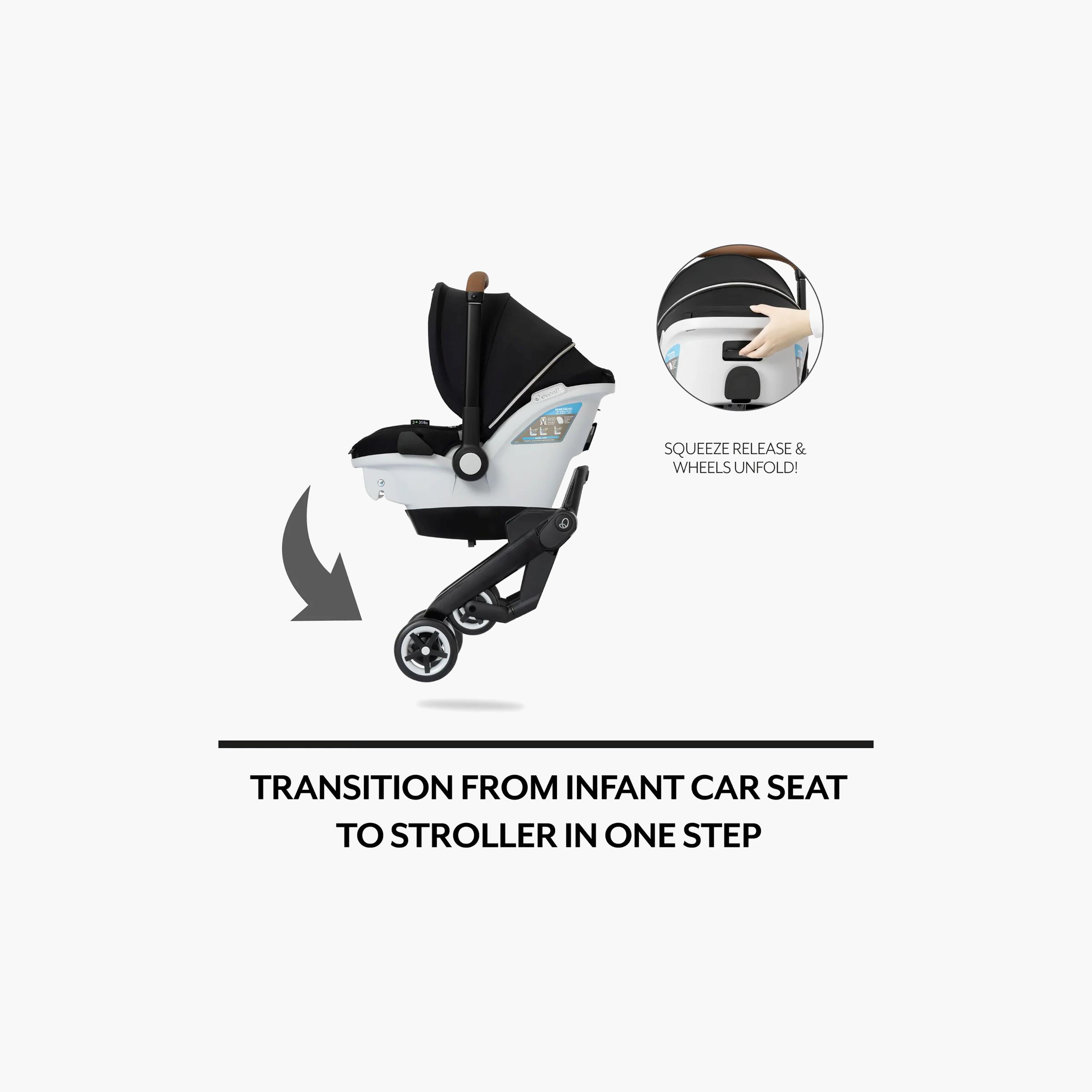 Evenflo Gold Shyft DualRide with Carryall Storage Infant Car Seat & Stroller - Onyx Black-baby-gear-strollersandprams-travelsystems-image-25