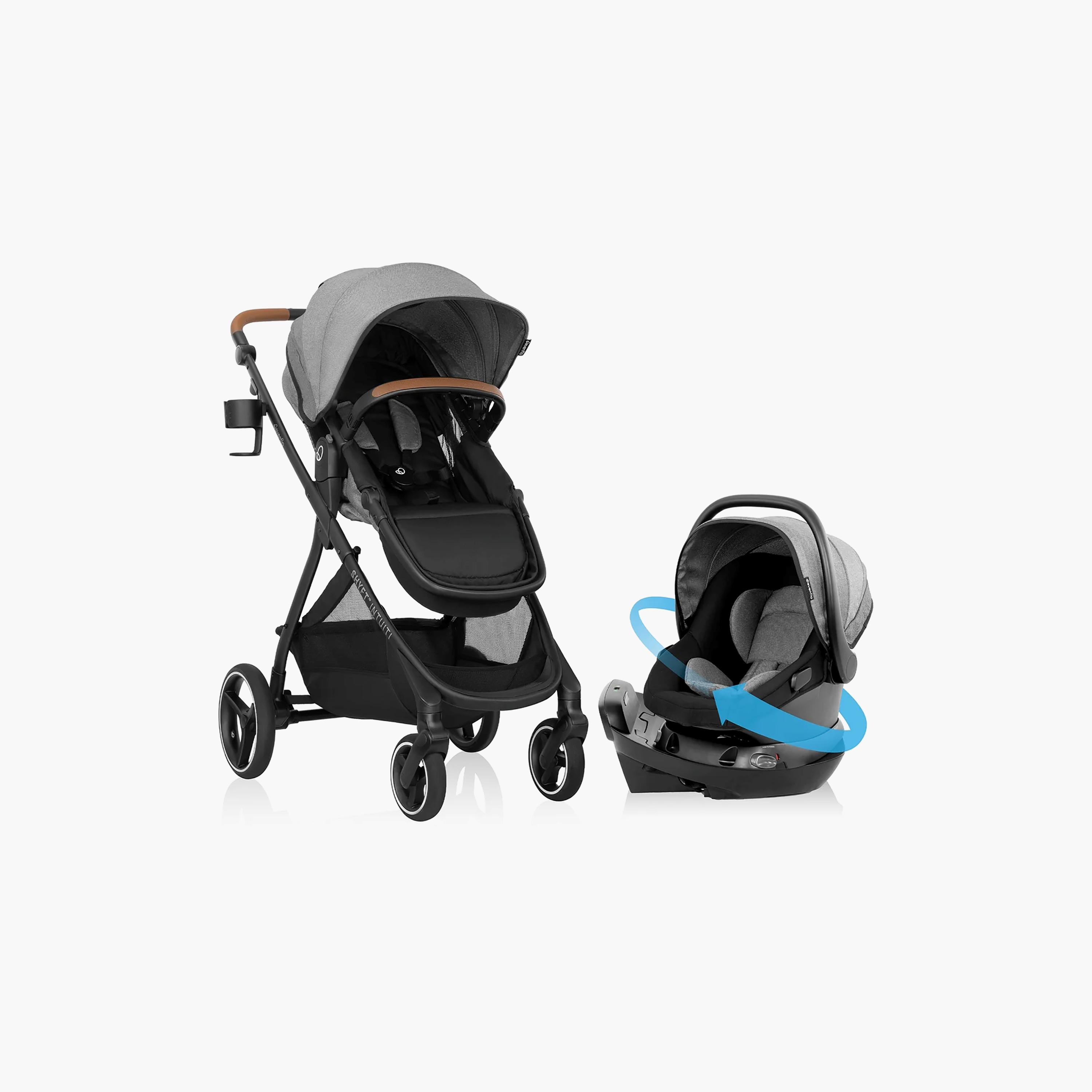 Evenflo Shyft Intuiti Travel System with Revolve180 LiteMax NXT Infant Car Seat - Fossil Gray-baby-gear-strollersandprams-travelsystems-image-1