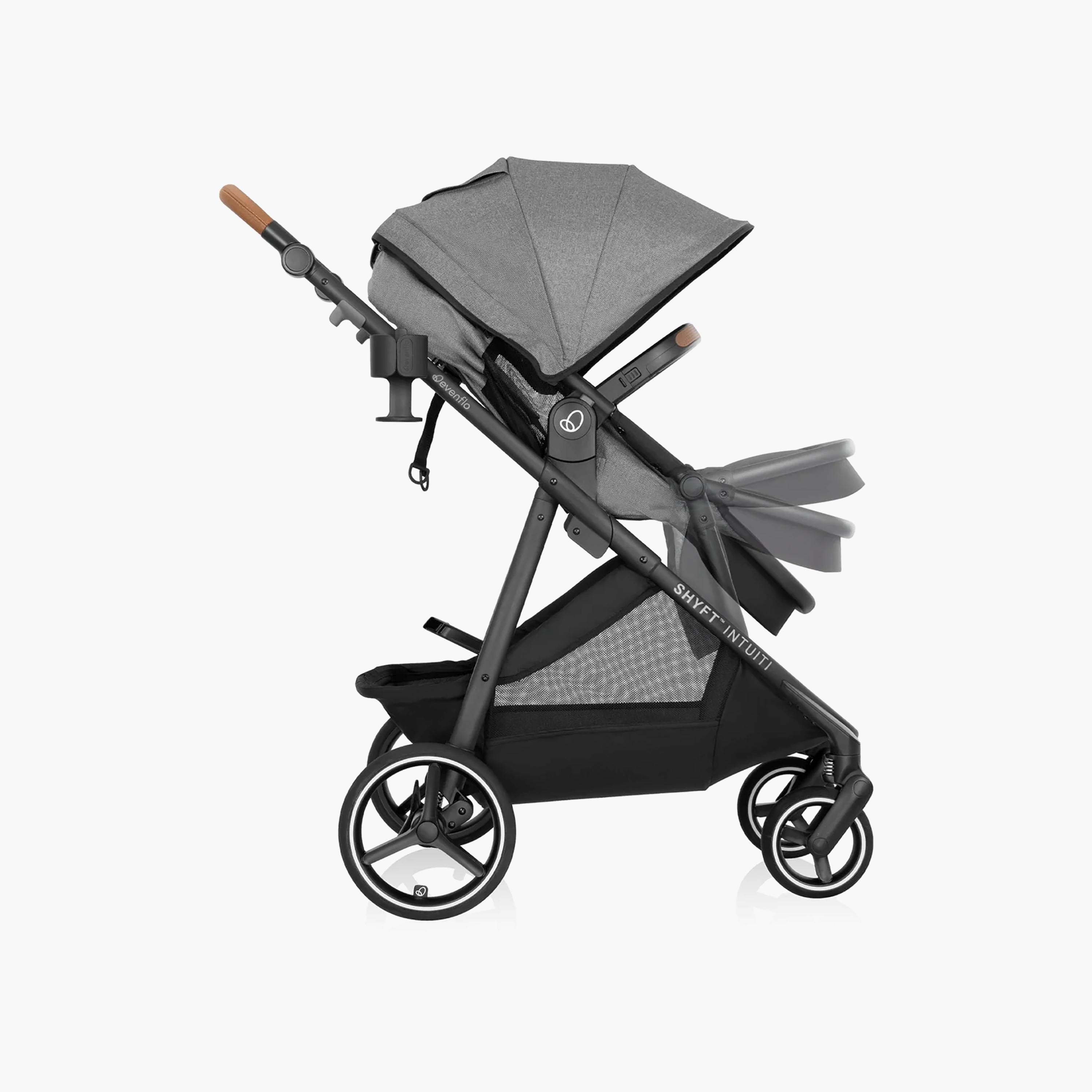 Evenflo Shyft Intuiti Travel System with Revolve180 LiteMax NXT Infant Car Seat - Fossil Gray-baby-gear-strollersandprams-travelsystems-image-4