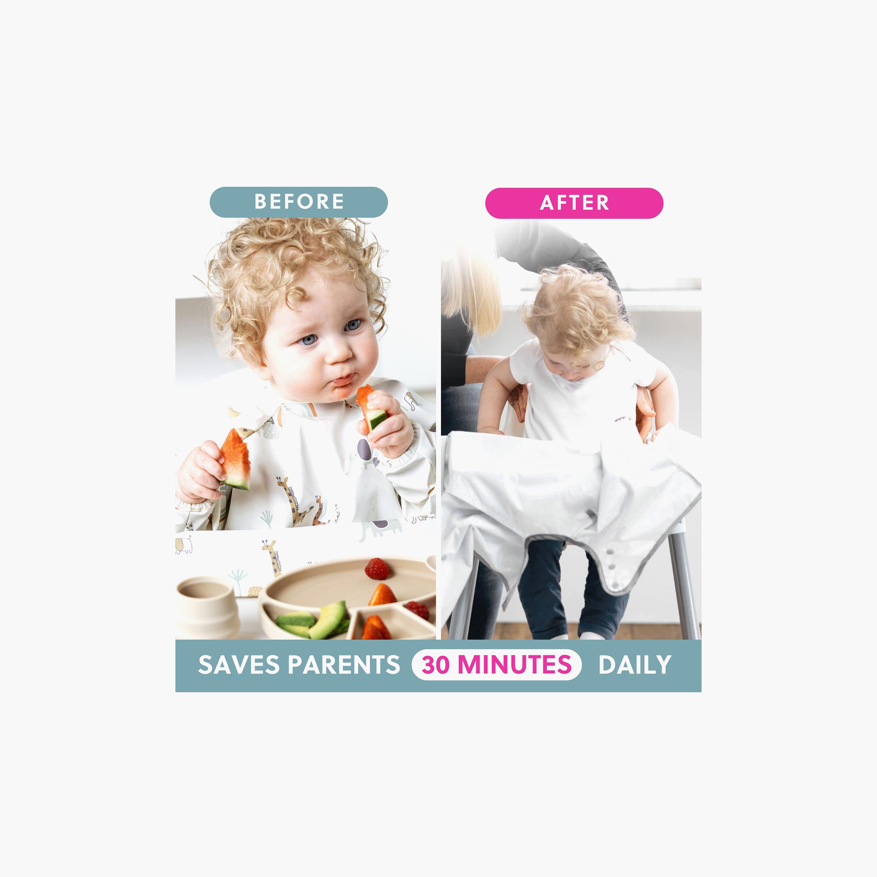 مريلة تغطية للأطفال ذات أكمام طويلة للفطام - سيريناجيتي سباغيتي من بيبادو-baby-feeding-bibs-image-7