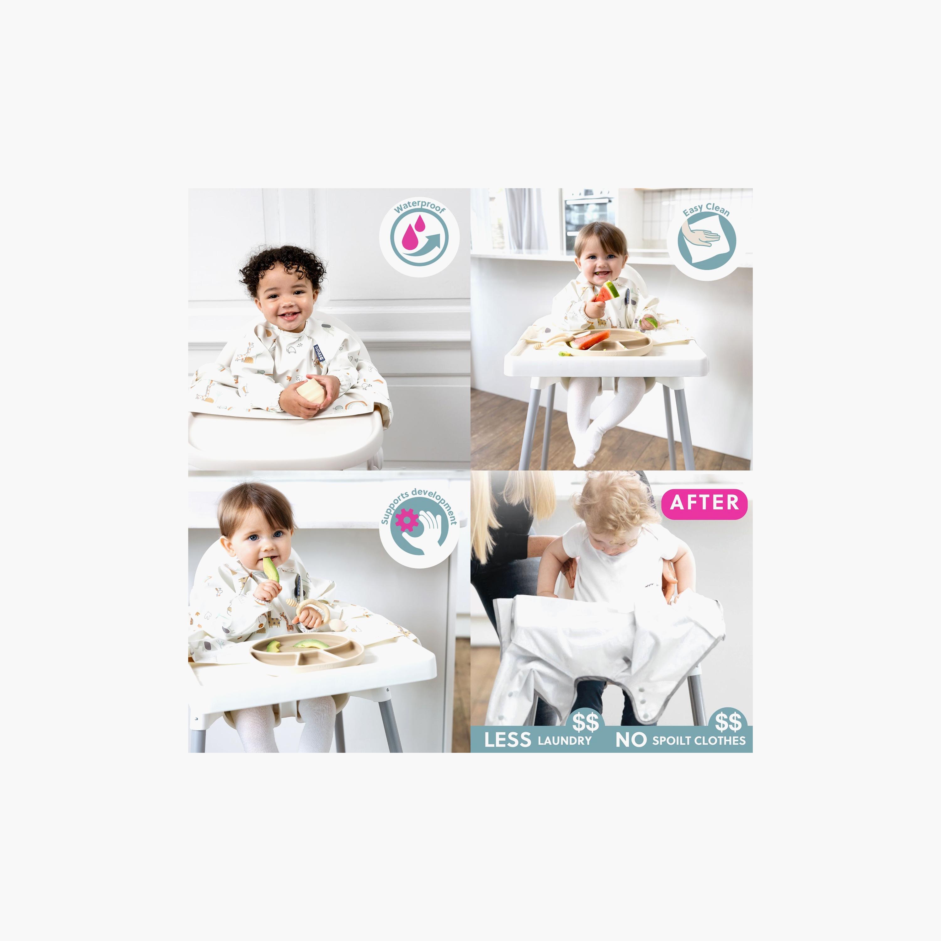 مريلة تغطية للأطفال ذات أكمام طويلة للفطام - سيريناجيتي سباغيتي من بيبادو-baby-feeding-bibs-image-8