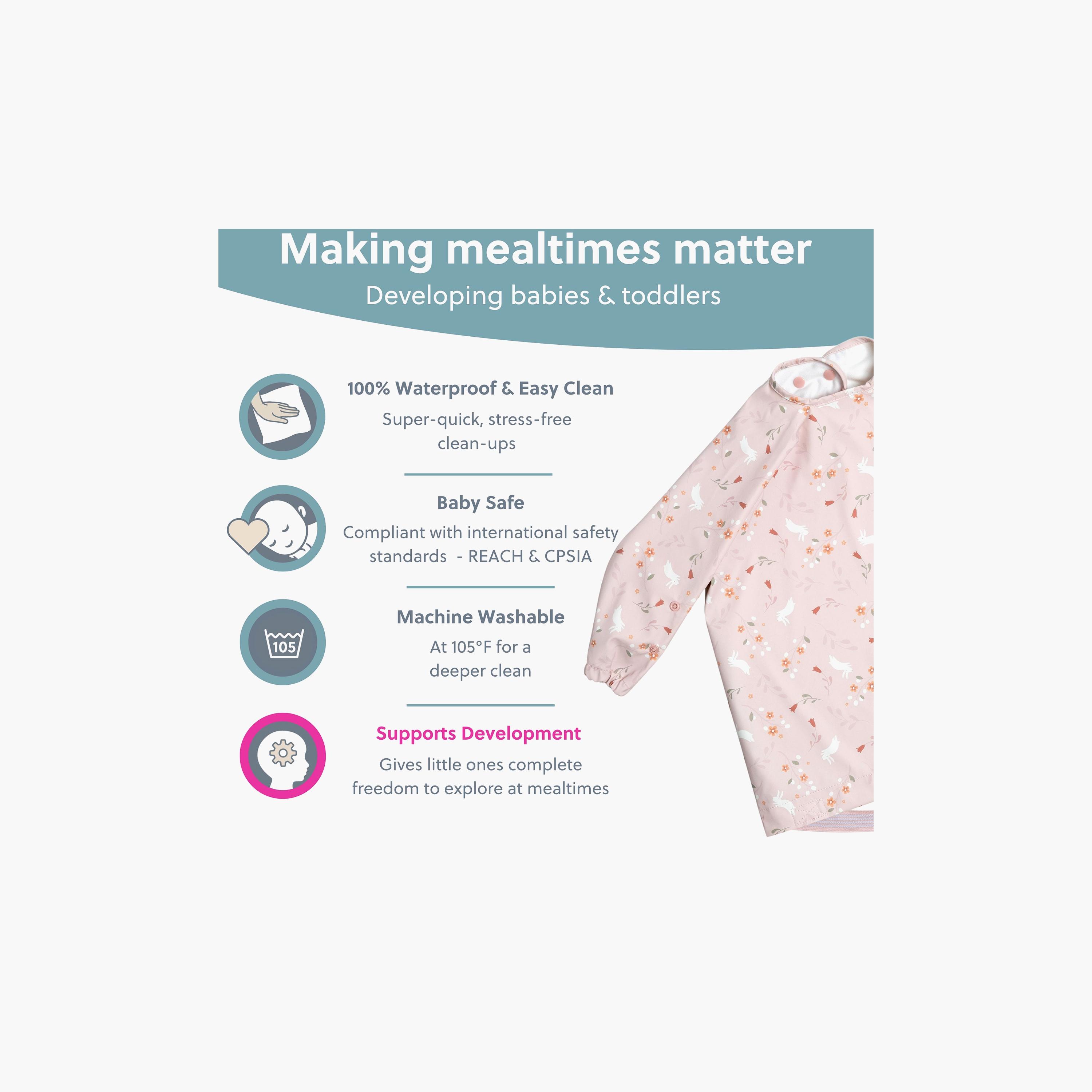 Bibado Long Sleeve Coverall Baby Weaning Bibs - Botanical Bunnies-baby-feeding-bibs-image-6