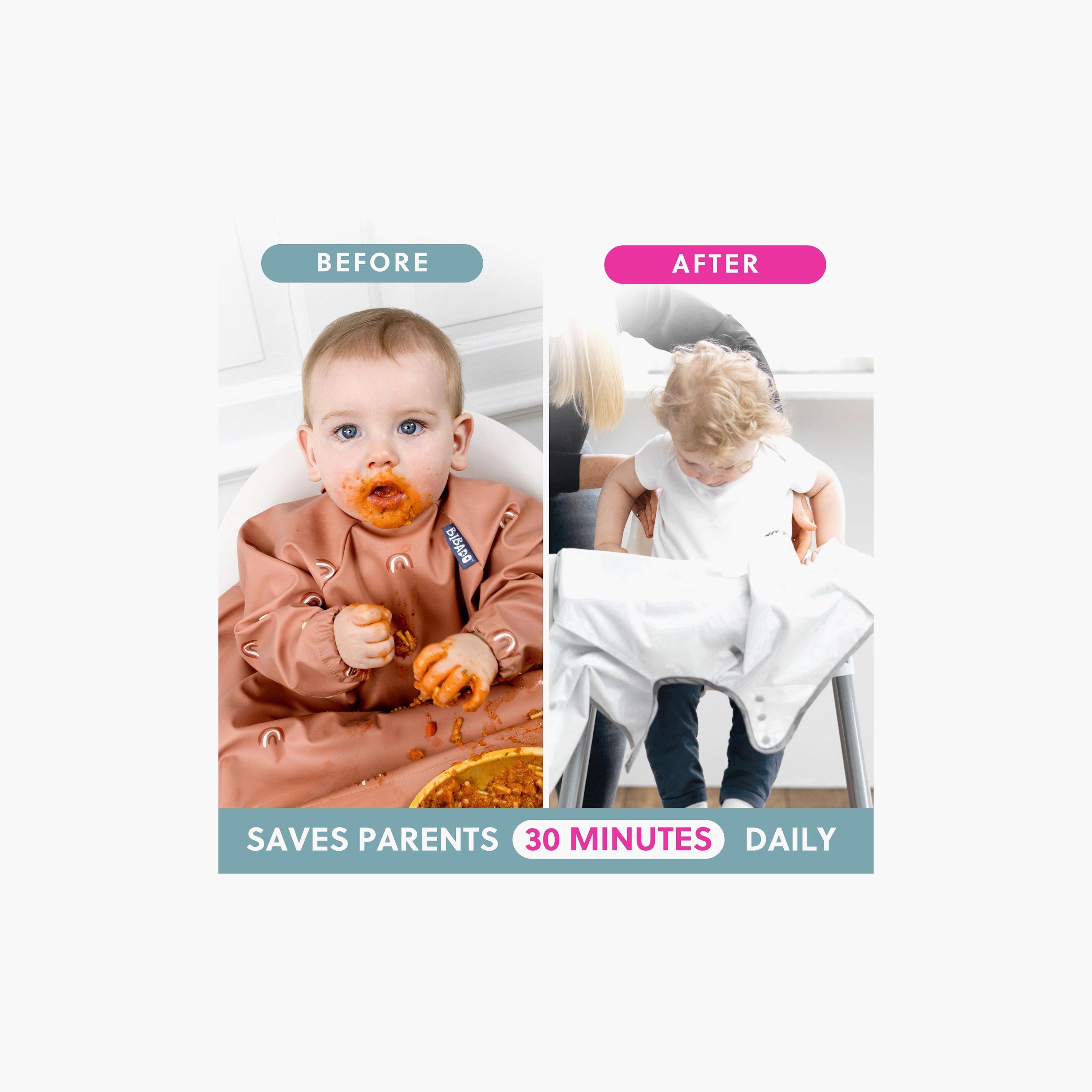 مريلة تغطية للأطفال ذات أكمام طويلة للفطام - تشاسينج رينبوز من بيبادو-baby-feeding-bibs-image-7