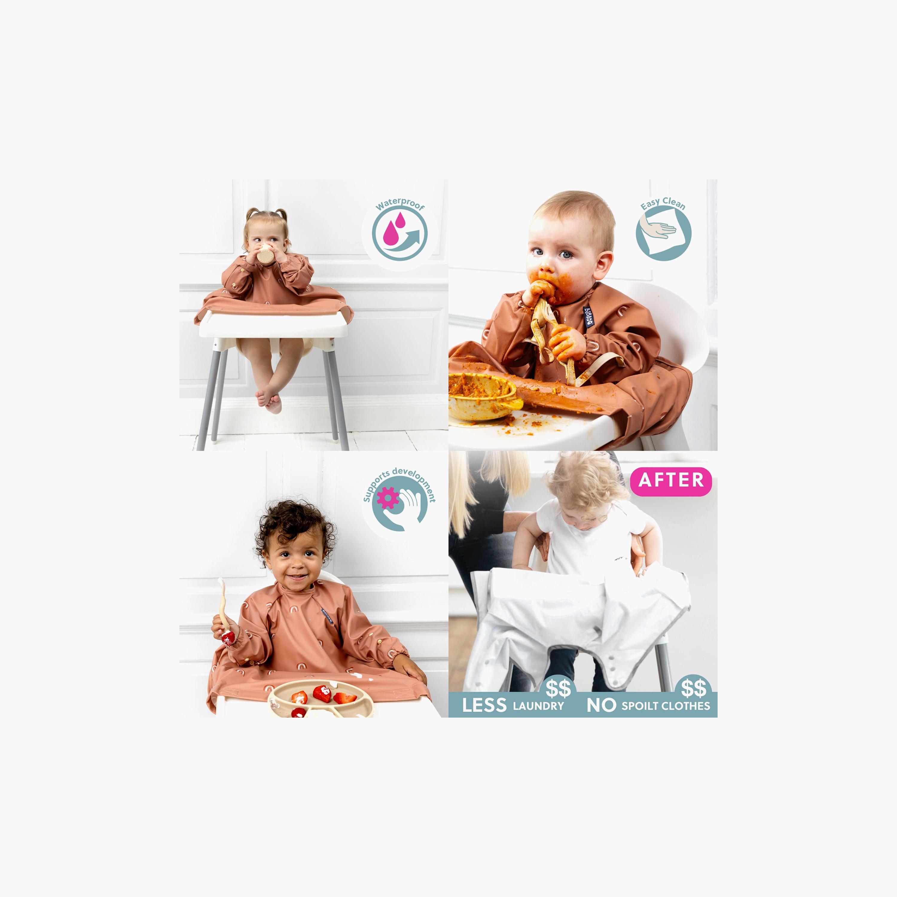 مريلة تغطية للأطفال ذات أكمام طويلة للفطام - تشاسينج رينبوز من بيبادو-baby-feeding-bibs-image-8