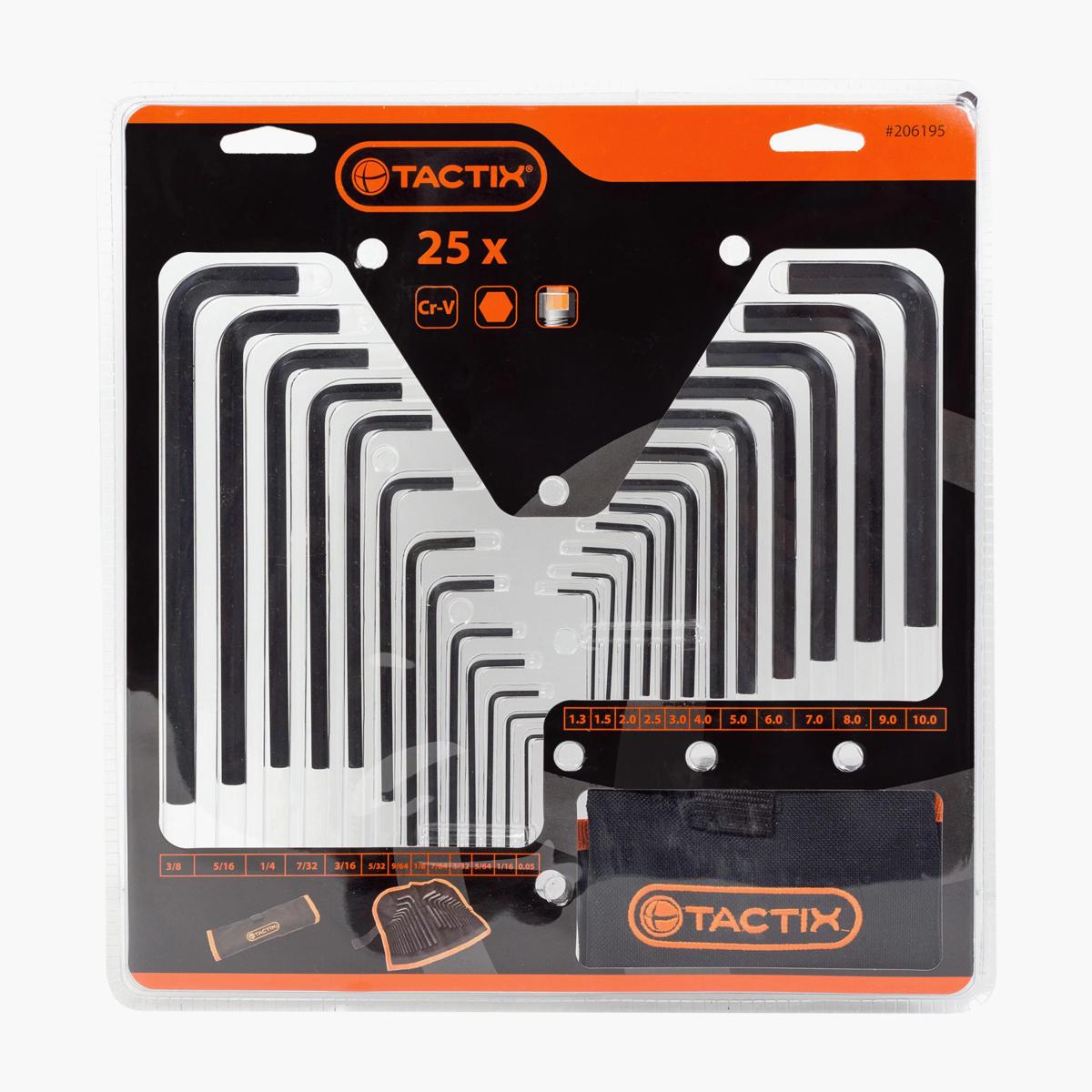 Tactix 25-Piece Chrome Vanadium Steel Hex Key Wrench Set