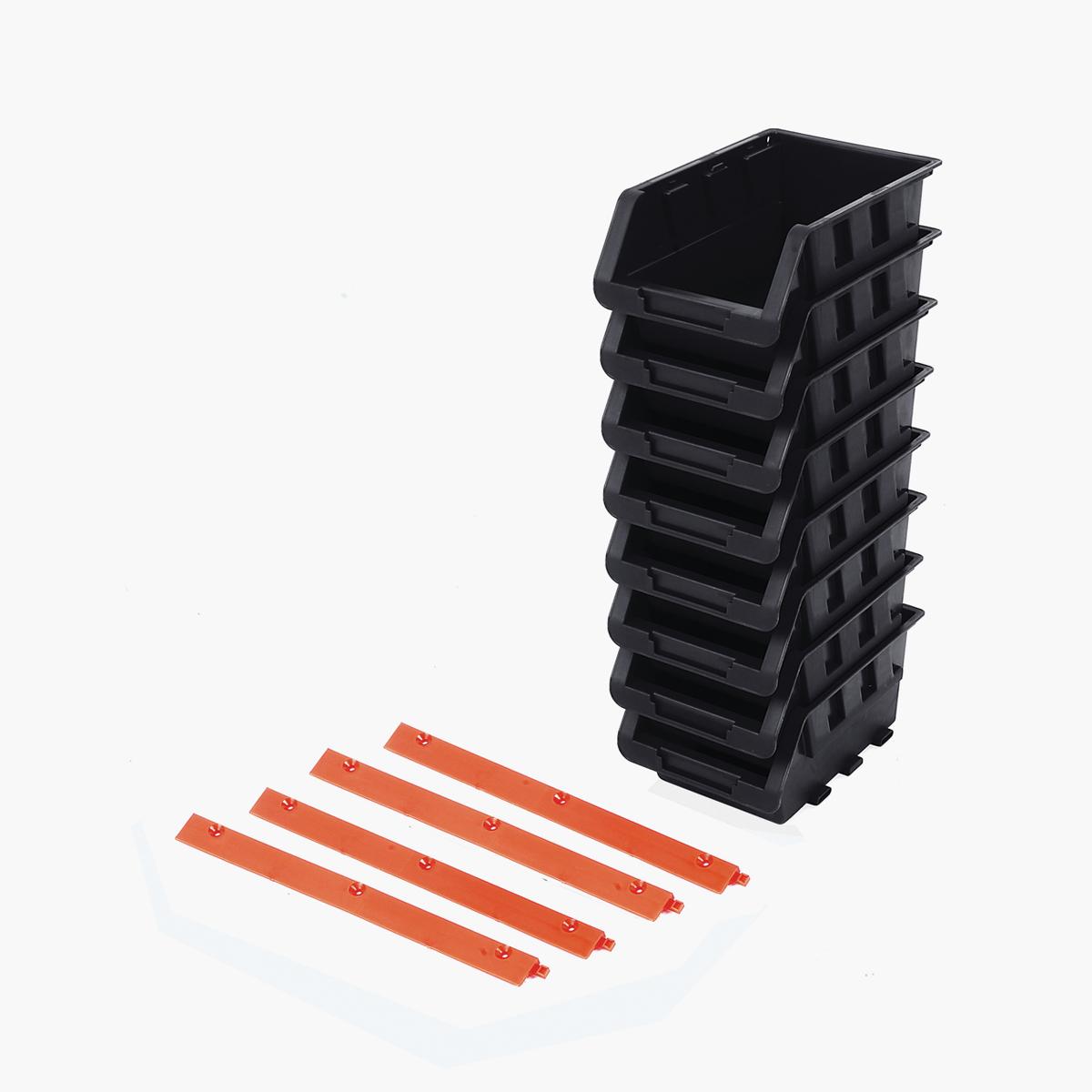 Tactix 8-Piece Stackable Storage Bin and Hanger Set