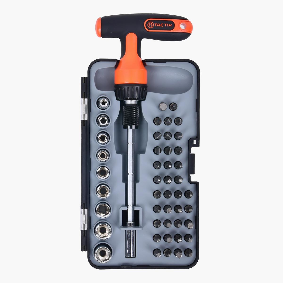 Tactix 48-Piece Ratchet T-Handle Screwdriver and Socket Set