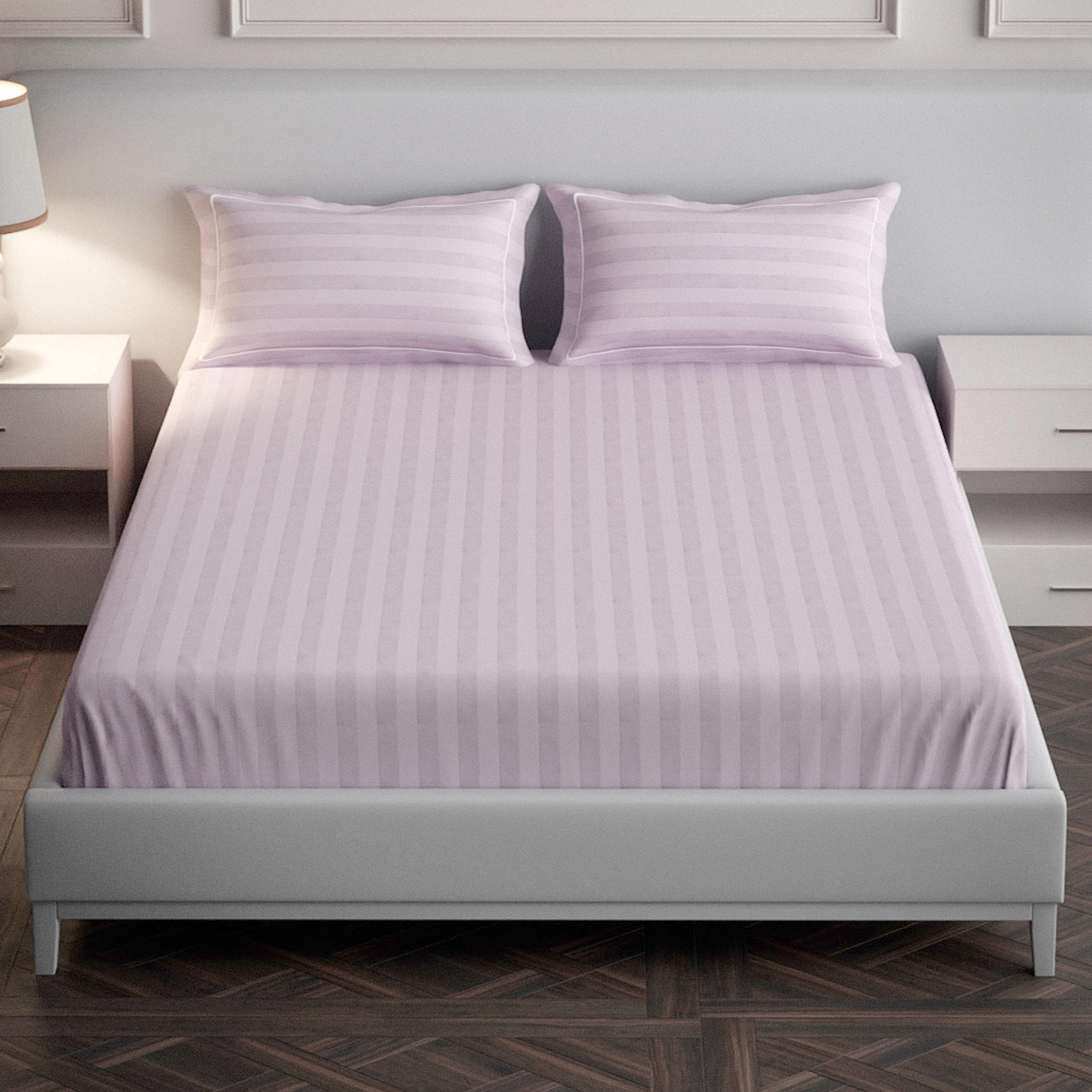 Mulberry Living Elysian Stripes Cotton 300 Thread Count 3-Piece King Flat Sheet Set - 250x260 cm