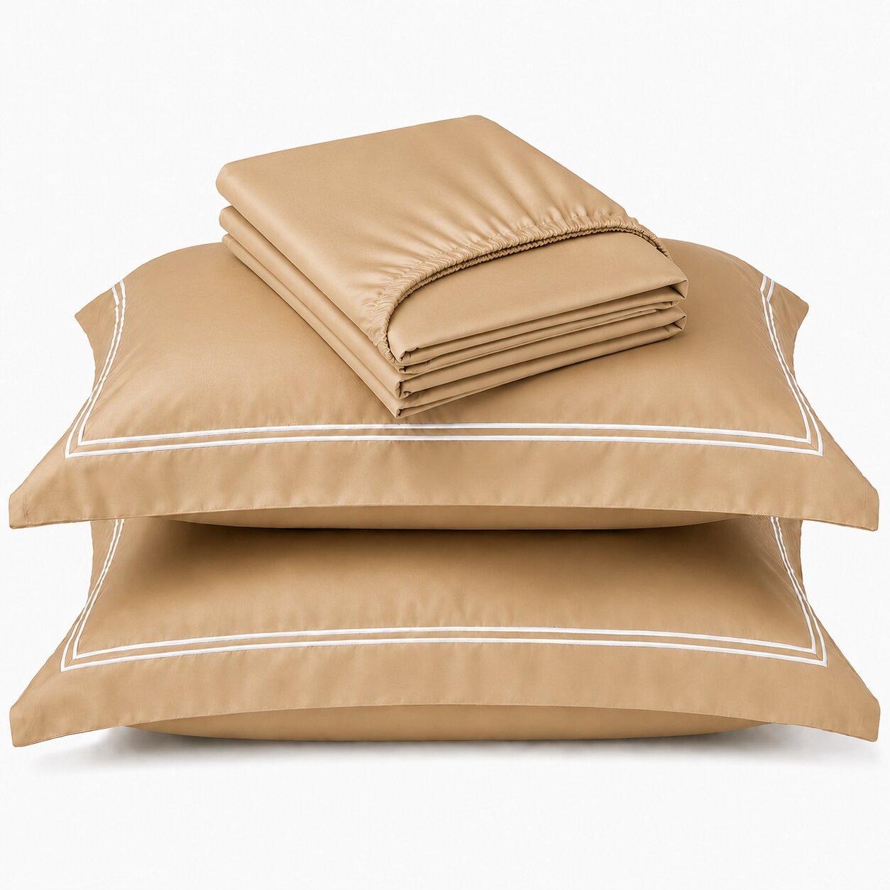 Mulberry Living Opulent Hue Cotton 500 Thread Count 3-Piece King Fitted Sheet Set - 180x200 cm