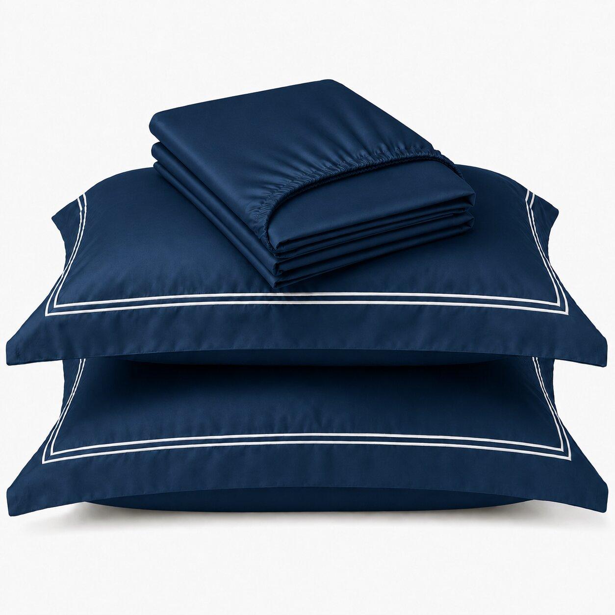 Mulberry Living Opulent Hue Cotton 500 Thread Count 3-Piece Queen Fitted Sheet Set - 160x200 cm