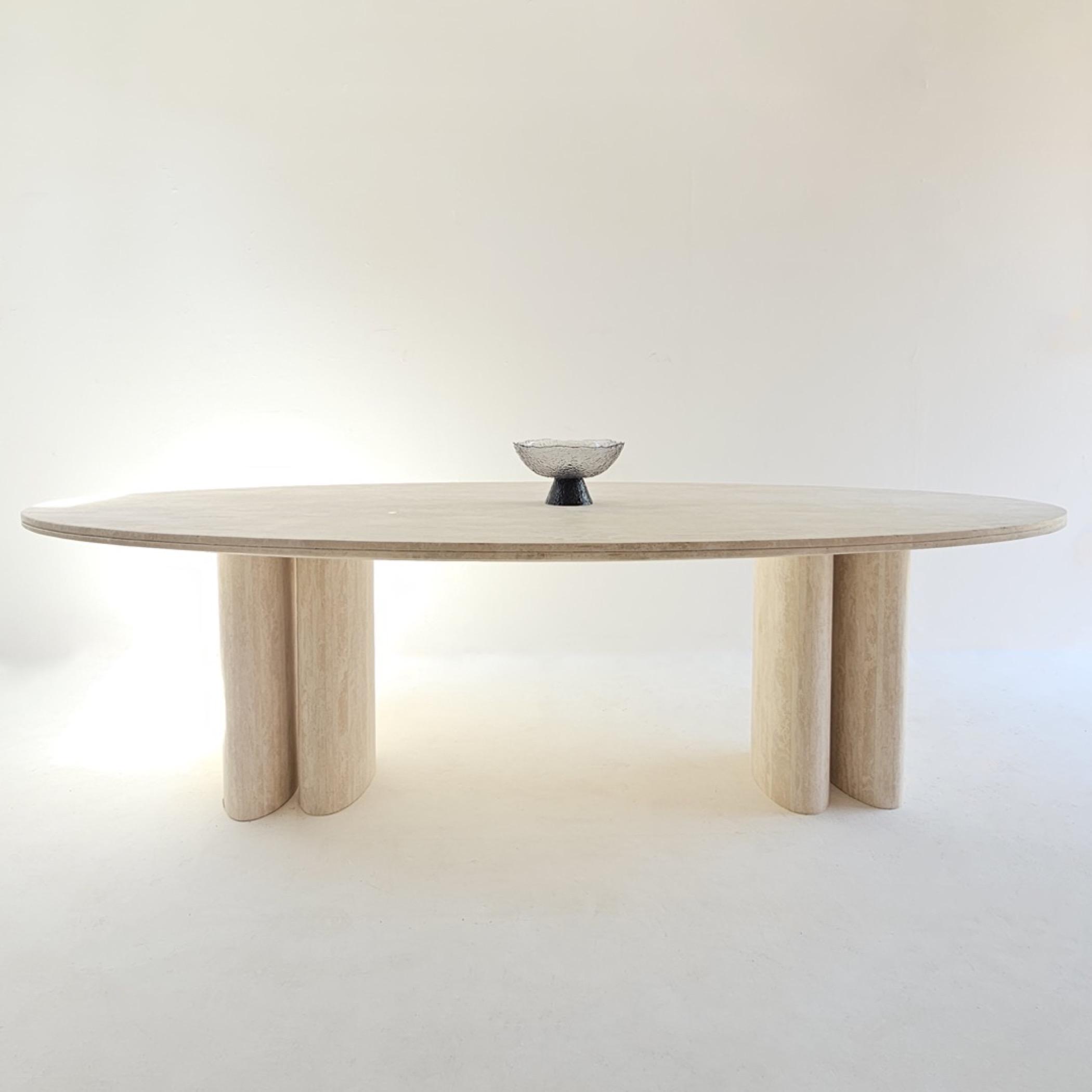 Lamac Averra 8-Seater Travertine Top Dining Table