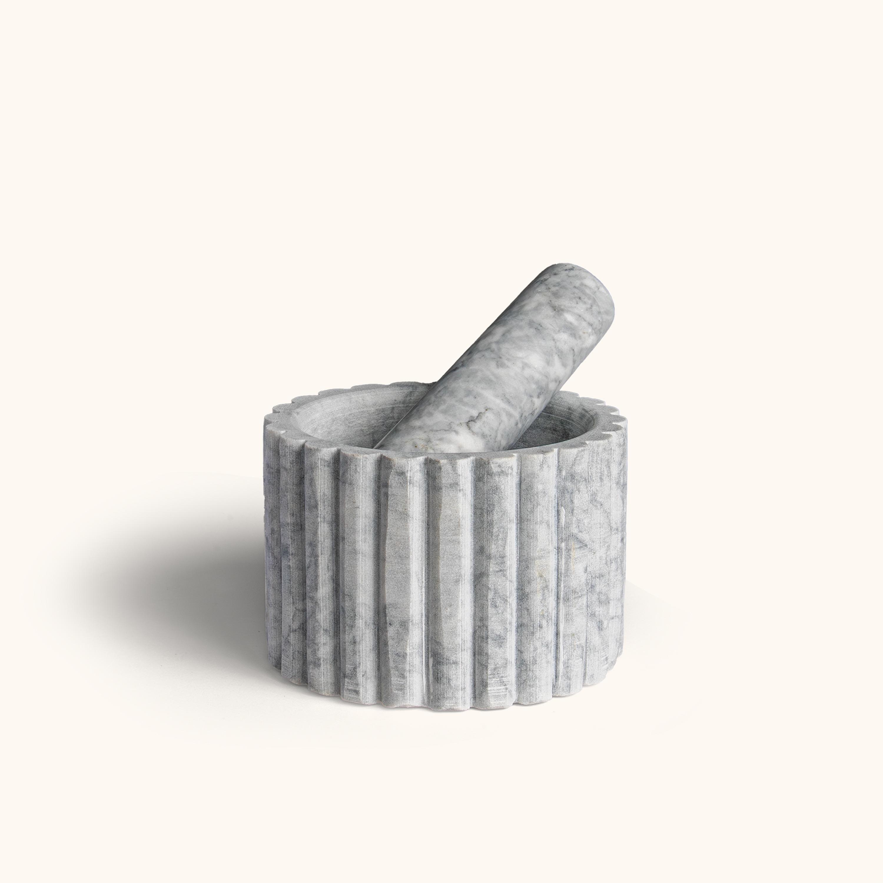 Touche Deco Fluted Marble Mortar and Pestle