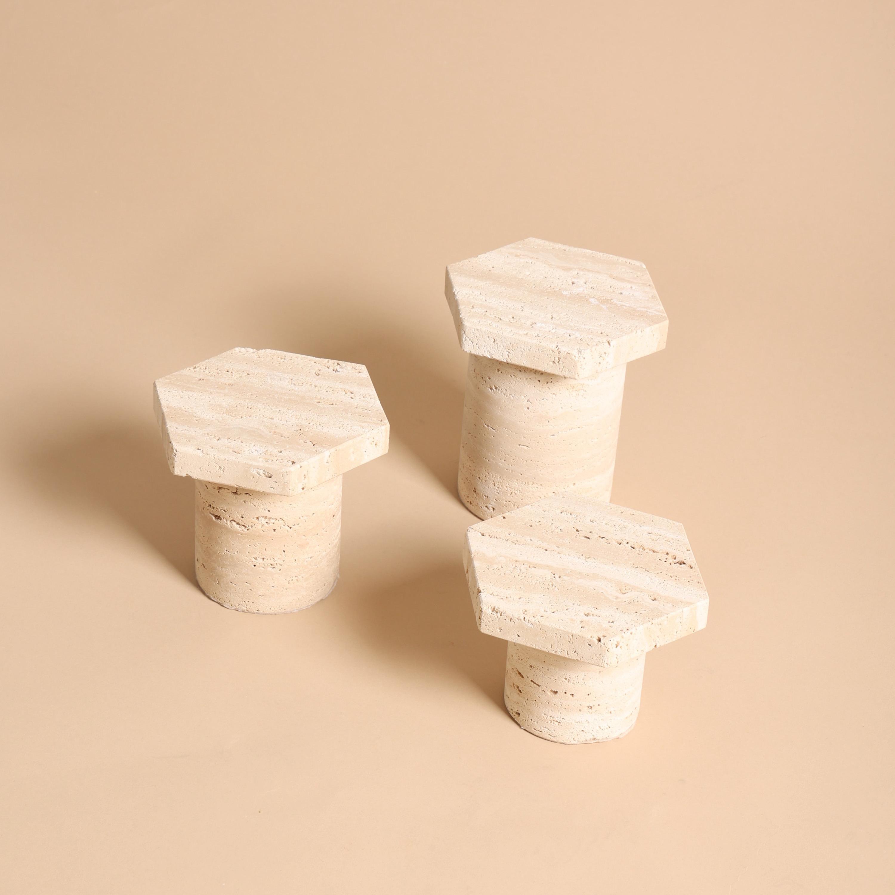 Touche Deco Travertine Pillar Candleholder - 10 cm