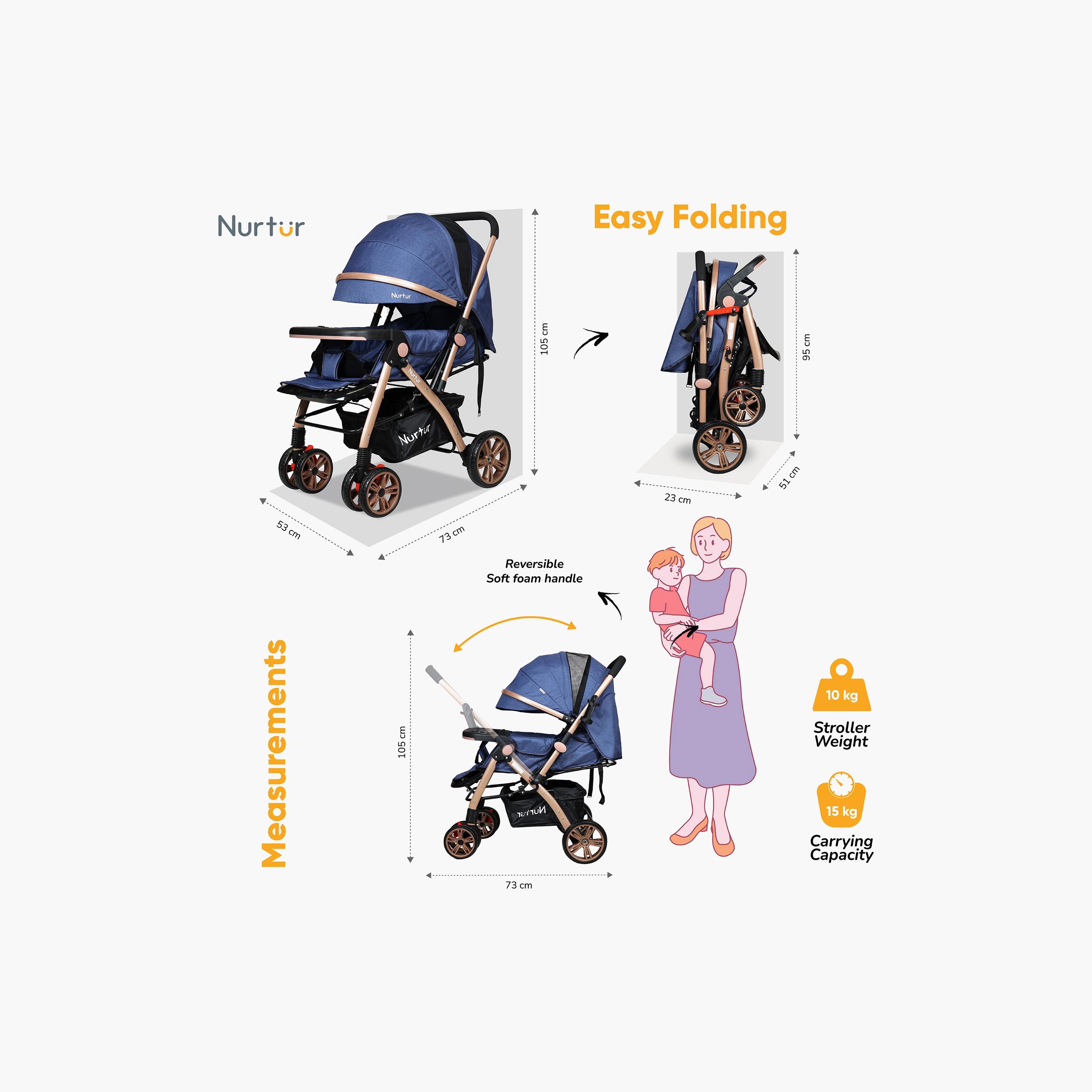 Nurtur Wilder Reversible Travel Stroller with 5 Point Safety Harness-baby-gear-strollersandprams-strollers-image-3