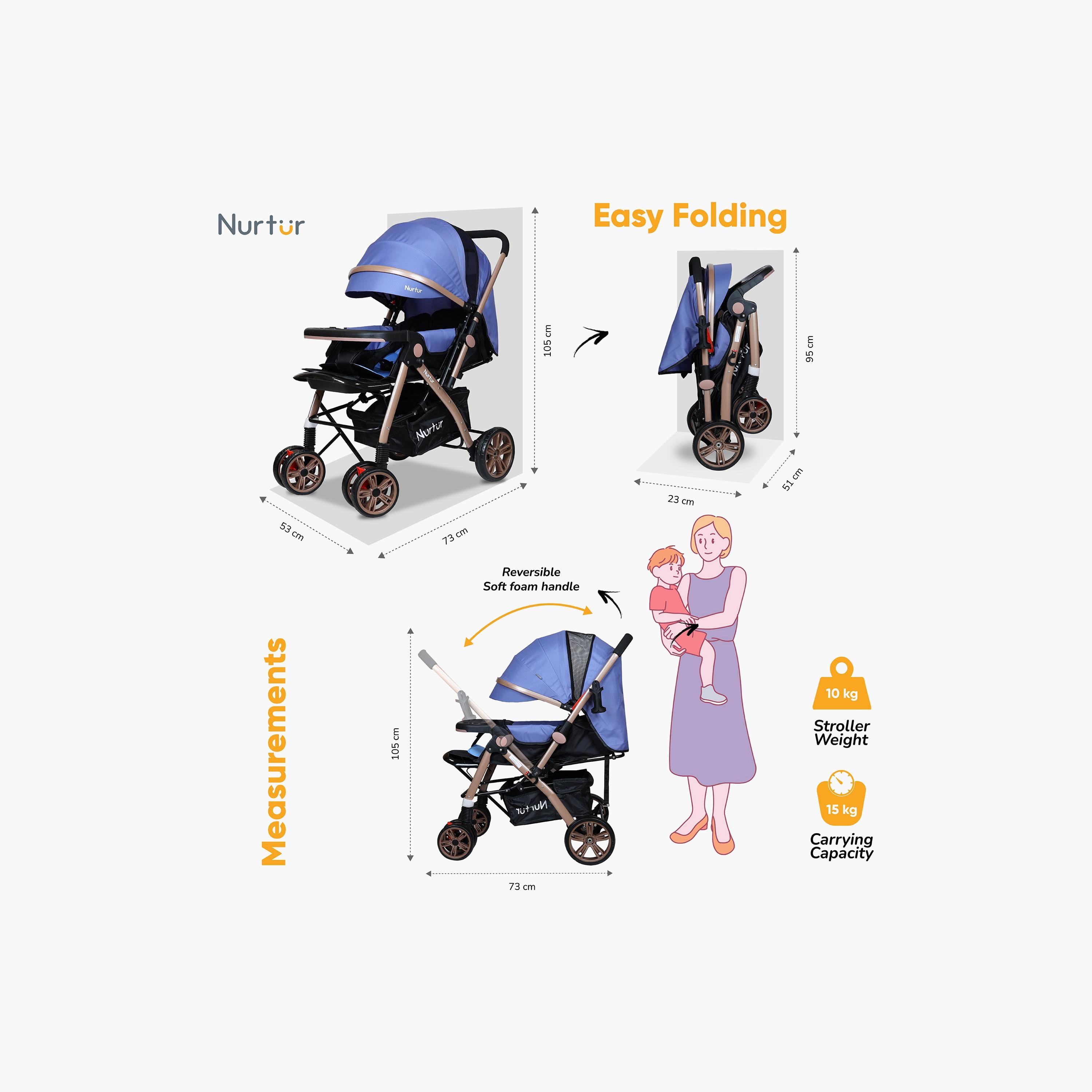 عربة أطفال للسفر وايلدر قابلة للعكس مع حزام أمان خماسي النقاط من نورتور-baby-gear-strollersandprams-strollers-image-3