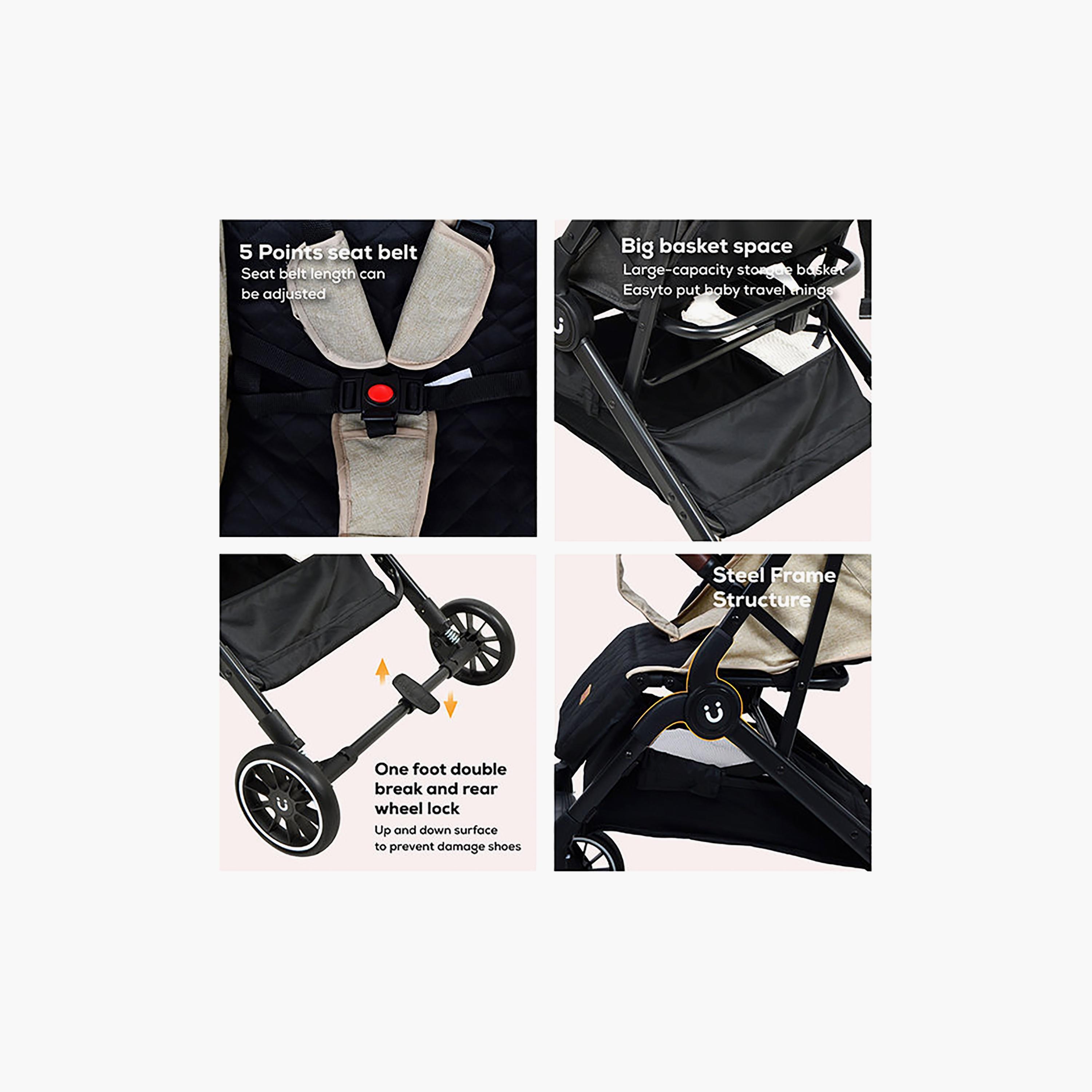 Nurtur Bravo Plus Stroller with EVA Wheels - Black-baby-gear-strollersandprams-strollers-image-5