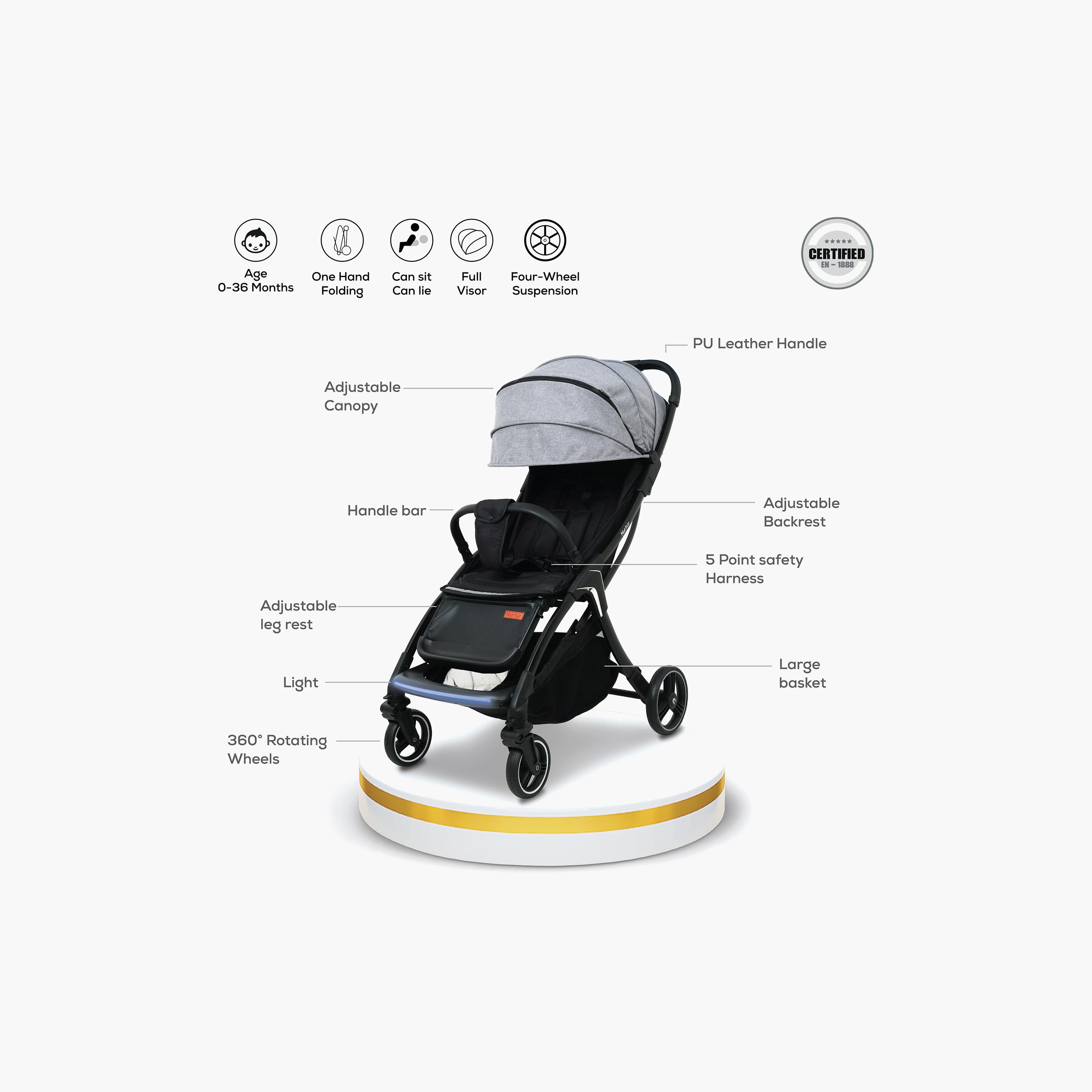 Nurtur Aspen Baby Stroller with Storage Basket - 0 - 36 M-baby-gear-strollersandprams-strollers-image-10