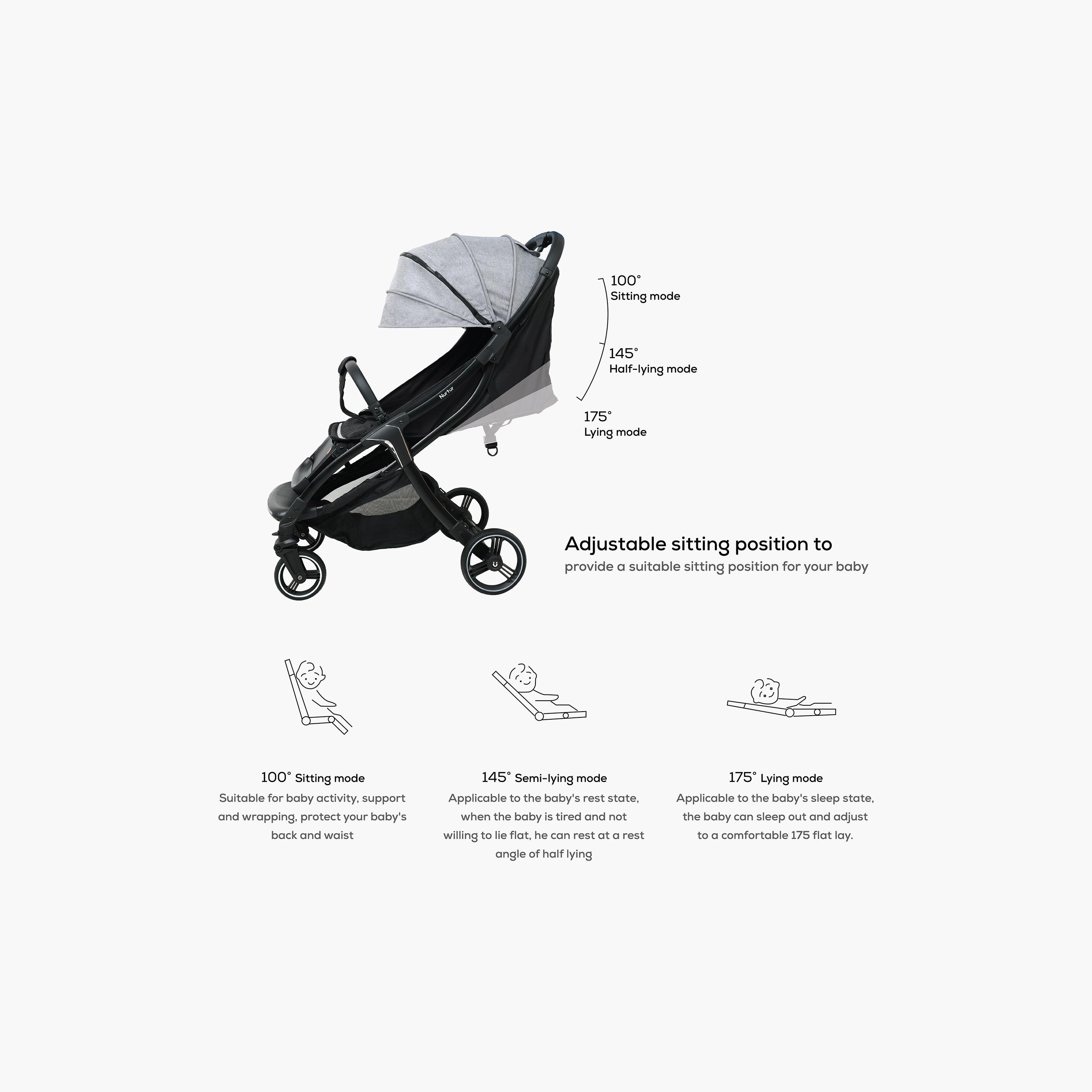 Nurtur Aspen Baby Stroller with Storage Basket - 0 - 36 M-baby-gear-strollersandprams-strollers-image-5