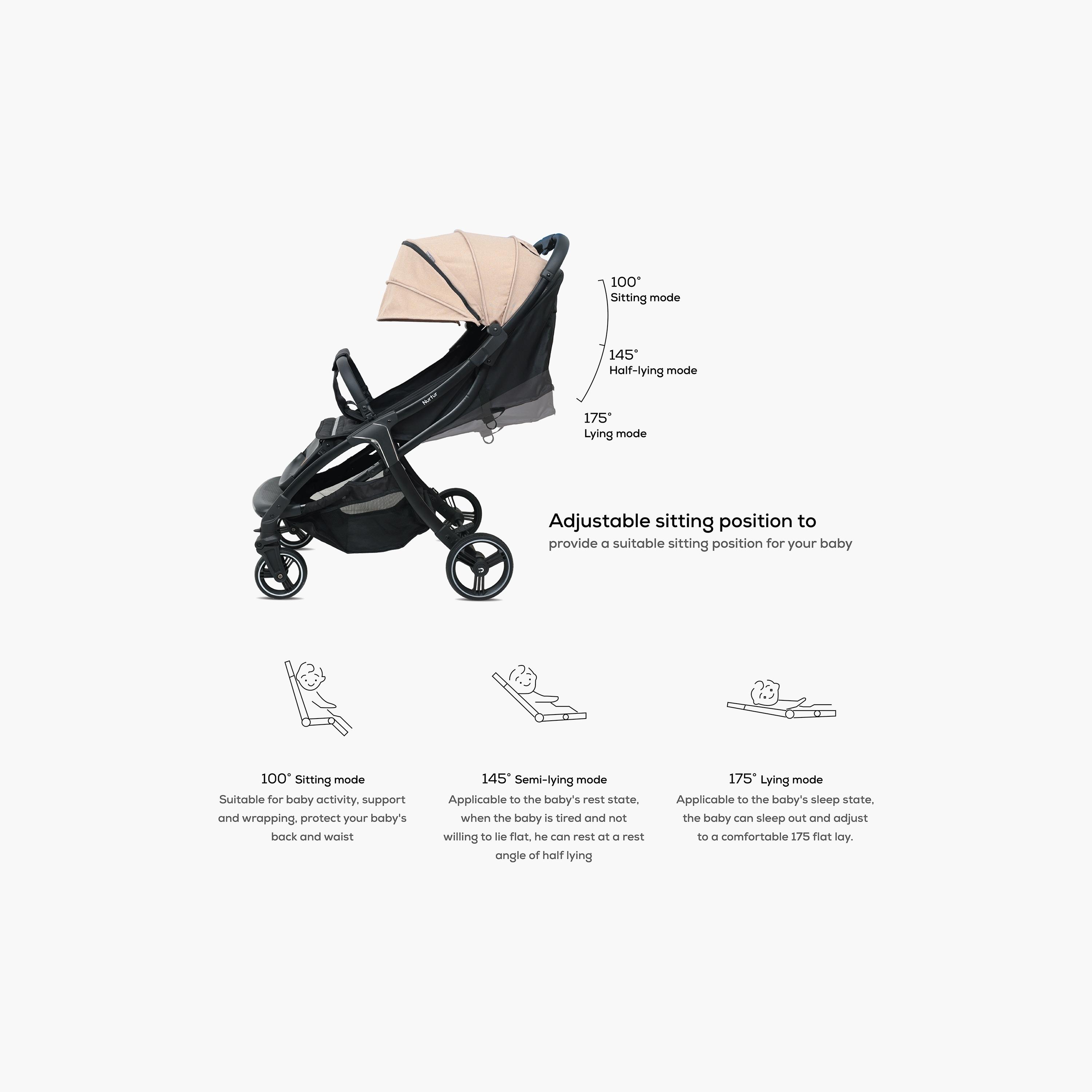 Nurtur Aspen Baby Stroller with Storage Basket - 0 - 36 M-baby-gear-strollersandprams-strollers-image-5