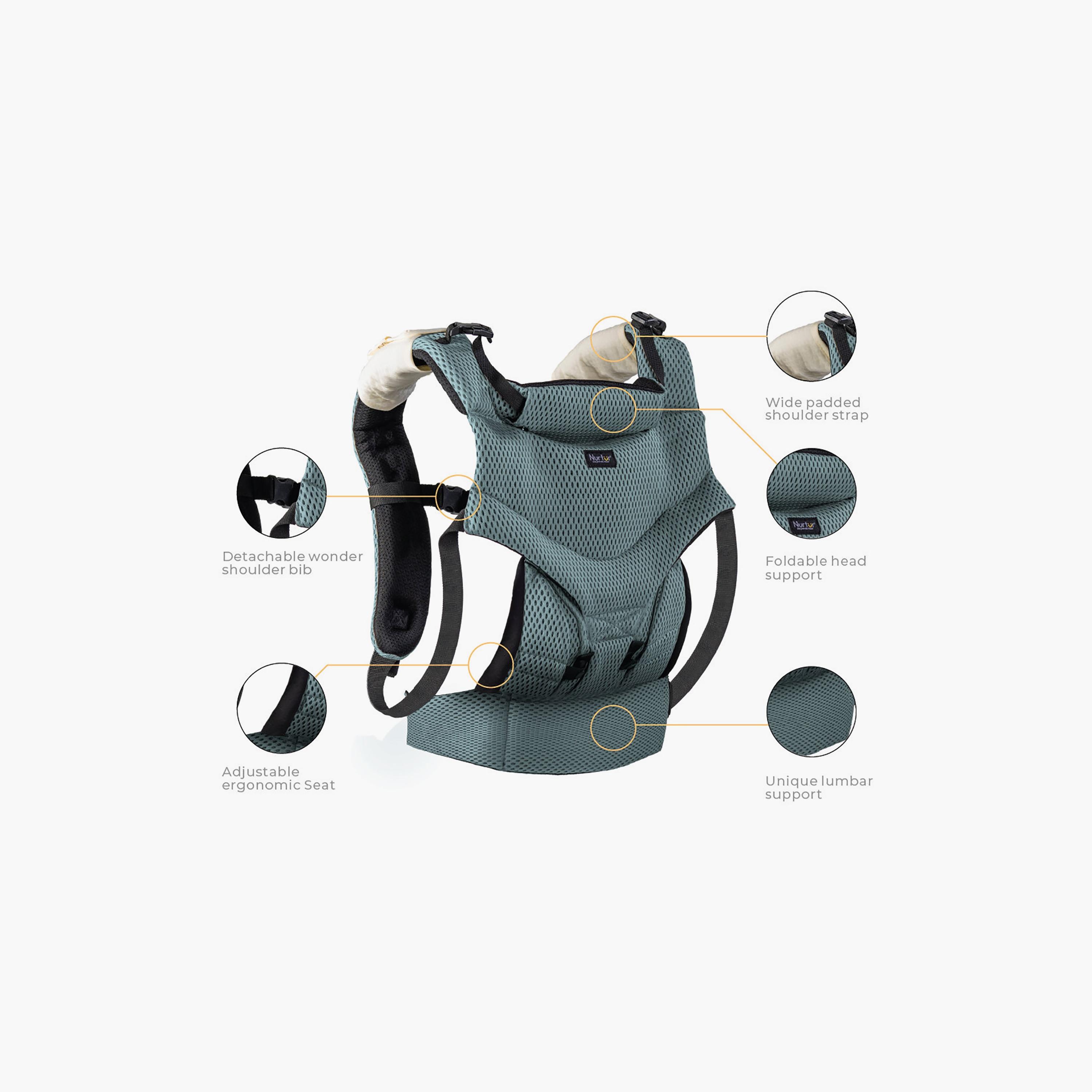 حامل الرضع شبكي فاخر ويلو مع أشرطة مبطنة من نورتور-baby-gear-babycarriers-image-1