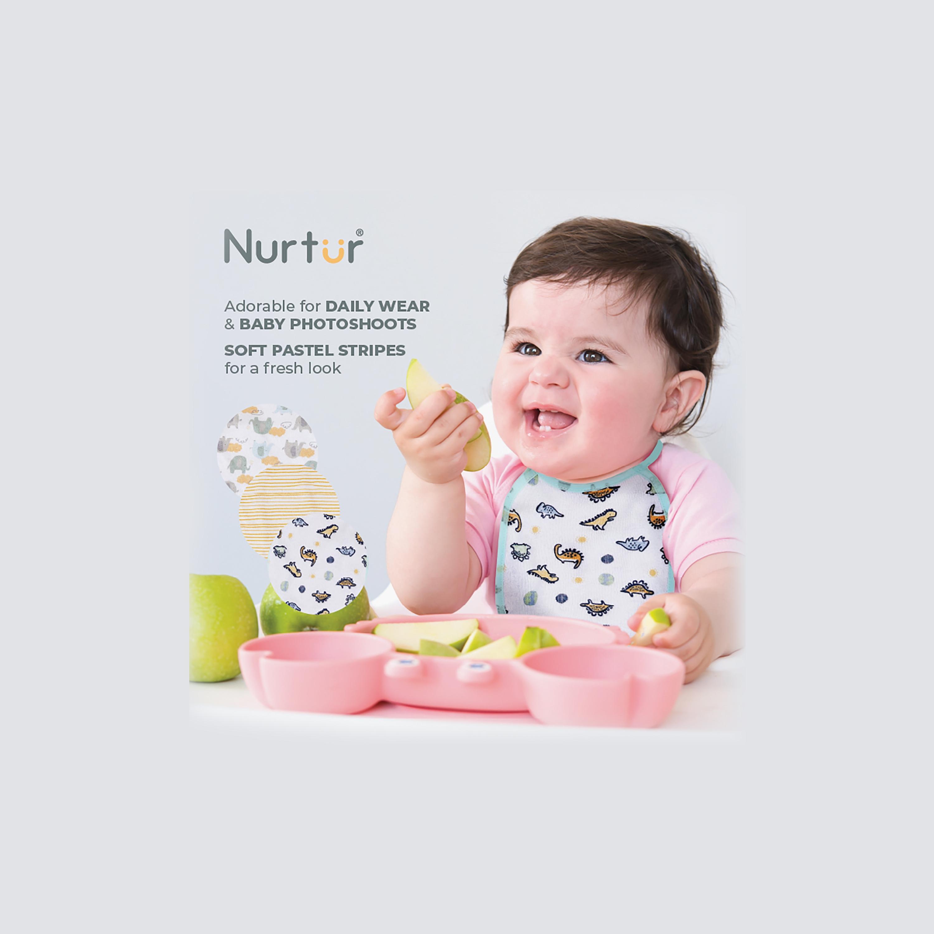 Nurtur 5-Piece Cotton Printed Bibs - Blue-baby-feeding-bibs-image-5