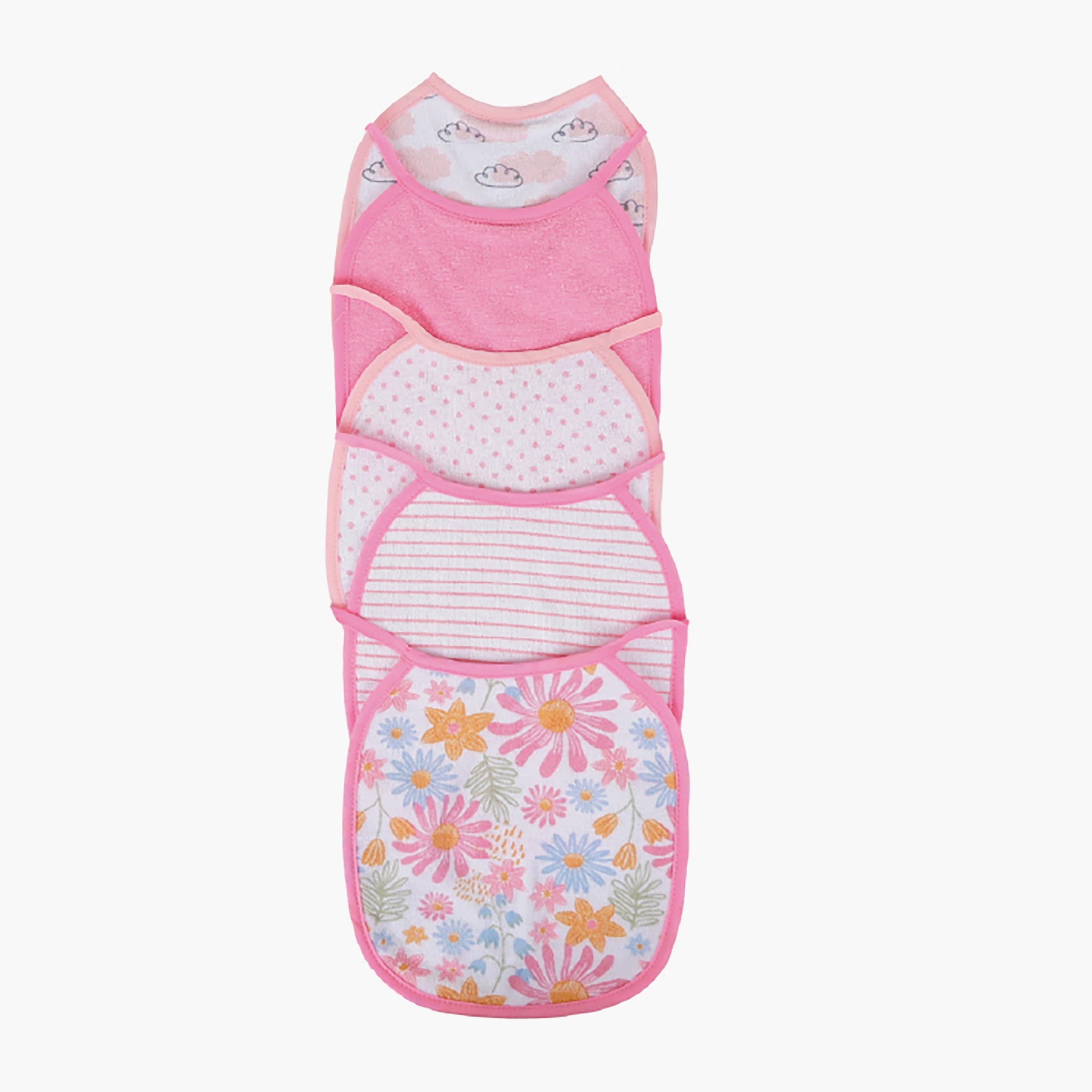 Nurtur 5-Piece Cotton Printed Bibs - Pink-baby-feeding-bibs-image-1