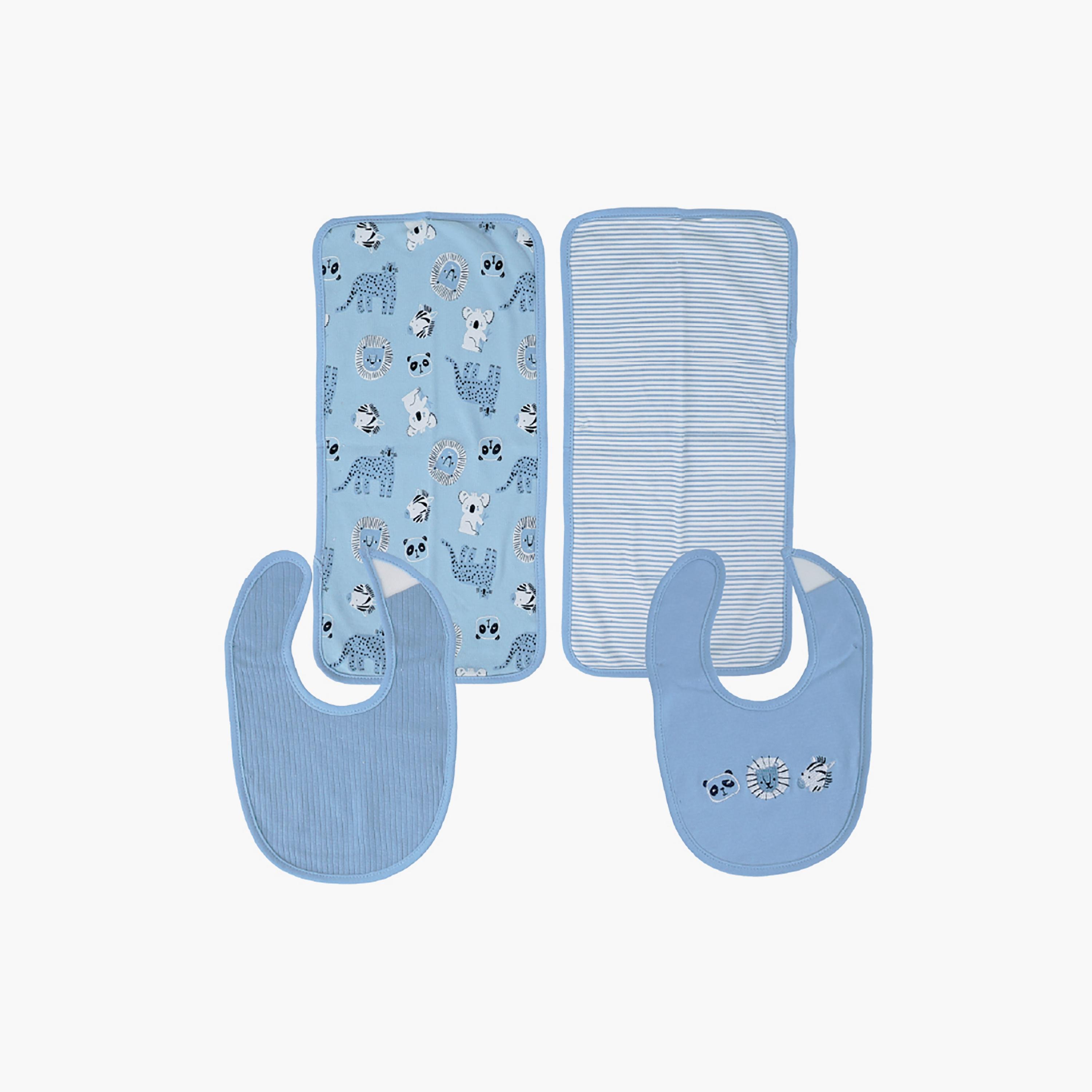 مجموعة هدايا تغذية من نورتور - 4 قطع - أزرق-baby-feeding-bibs-image-1