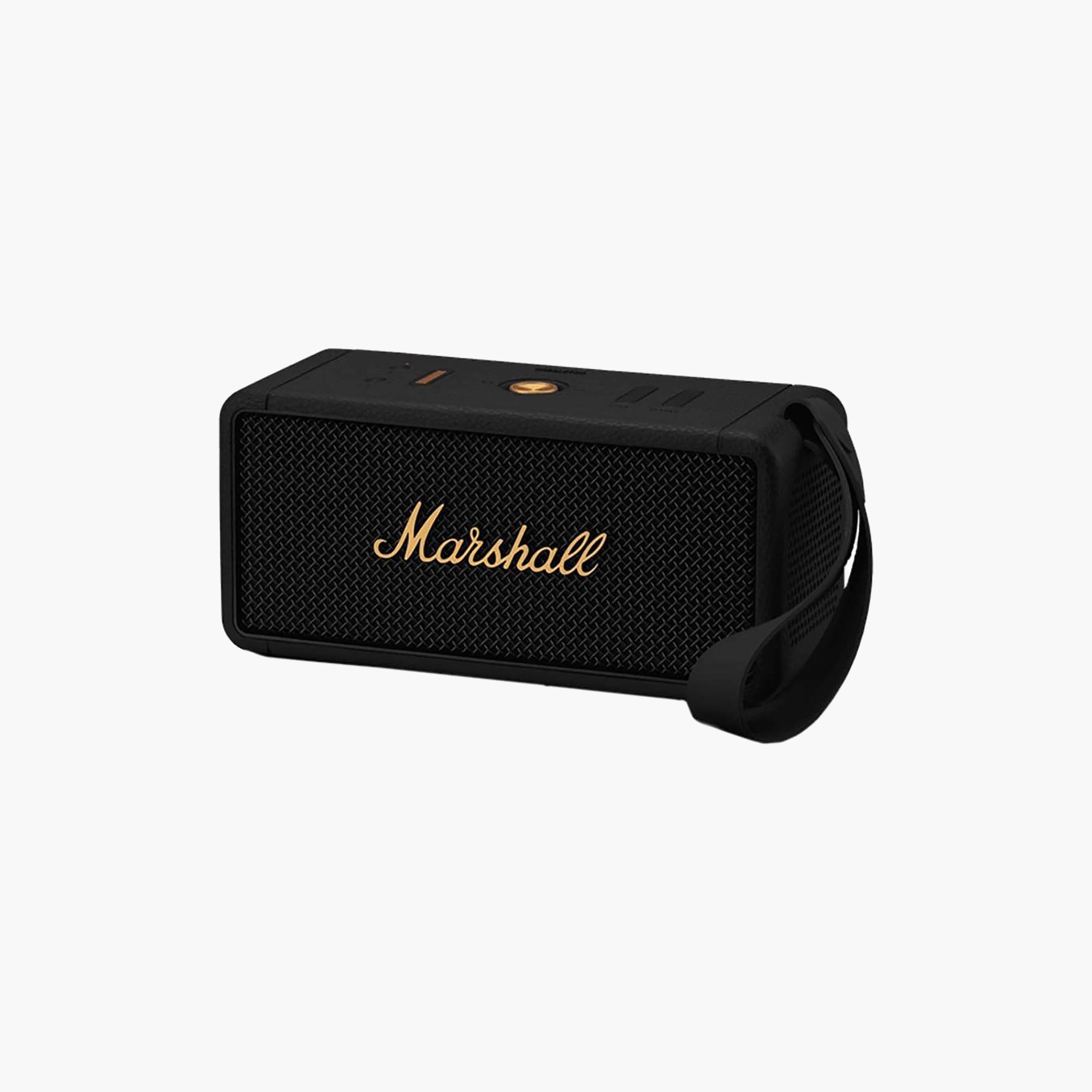 Marshall Portable Wireless Bluetooth Speaker | MIDDLETON II BLACK AND BRASS-electronics-speakers-image-1