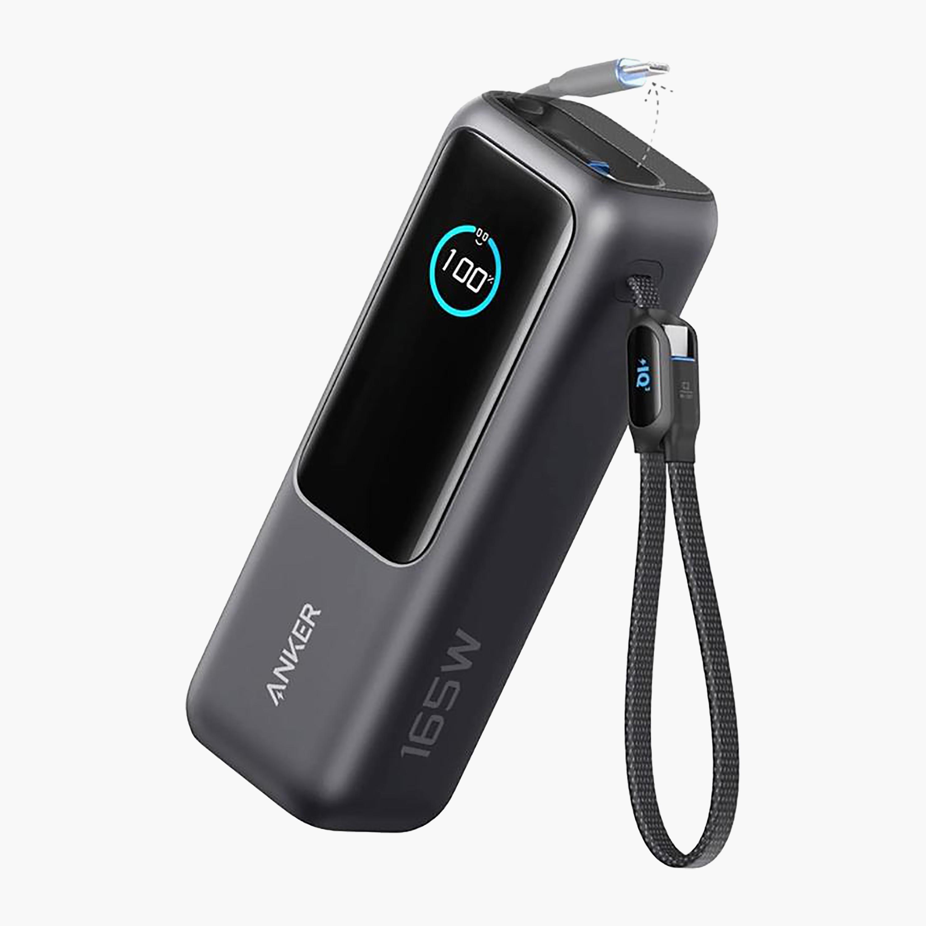 Anker Power Bank 25000mAh 165W, Built-in USB-C & Retractable Cable Black | A1695H11-electronics-portabledevices-image-1