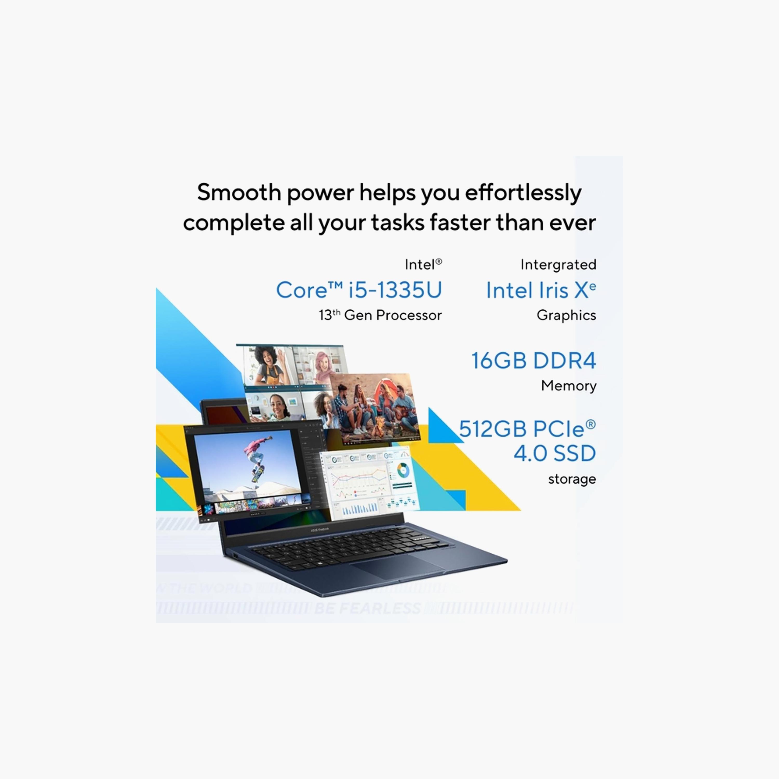 Asus Vivobook 14, i5, 16GB RAM, 512GB SSD, 14" FHD, Win 11, Quiet Blue [X1404VA-EB385W]-electronics-laptops-image-2