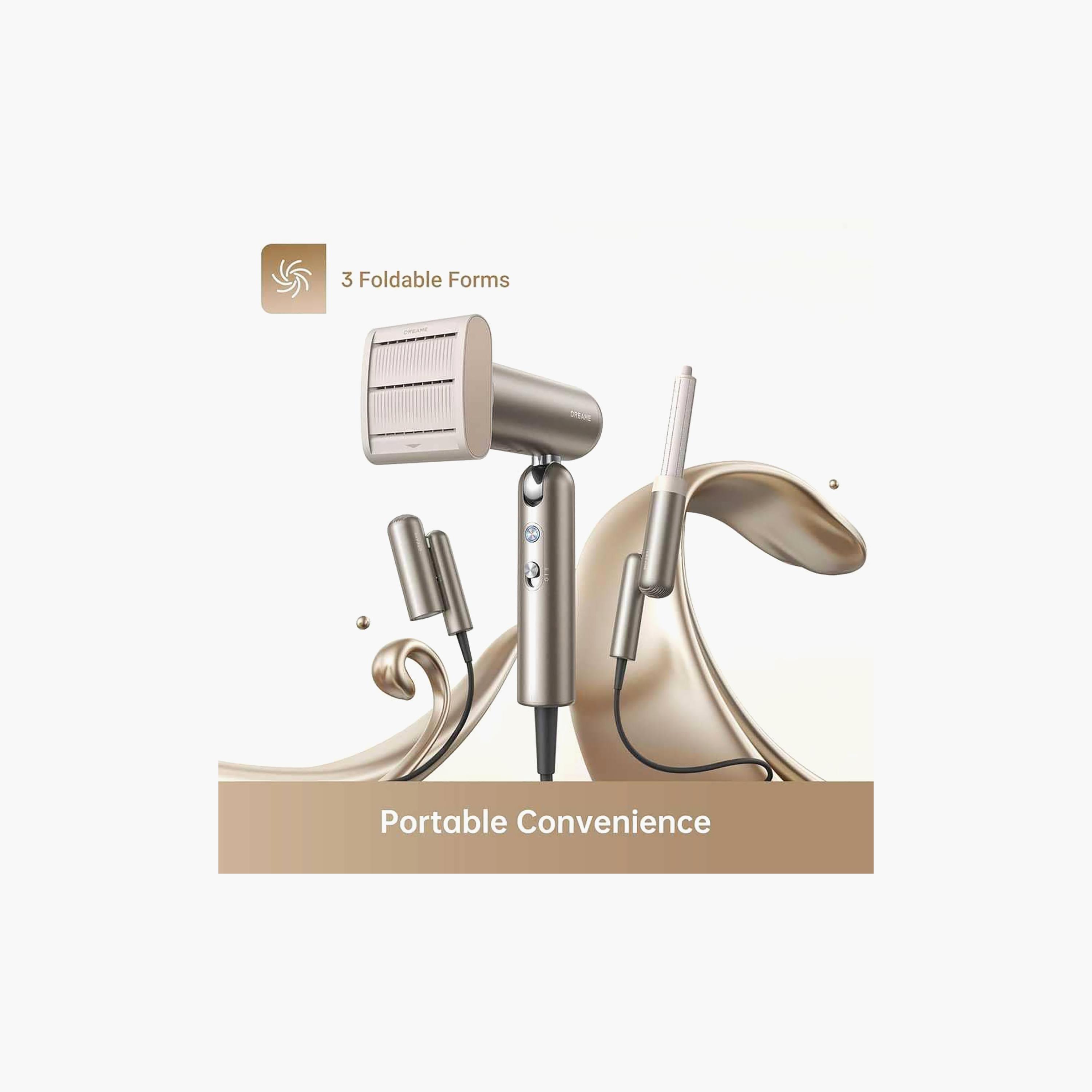 DREAME Pocket Foldable Traveller Hair Dryer 1300 Watts Titanium | AHD51-GOLD-beautyandpersonalcare-appliances-hairstylingtools-image-2