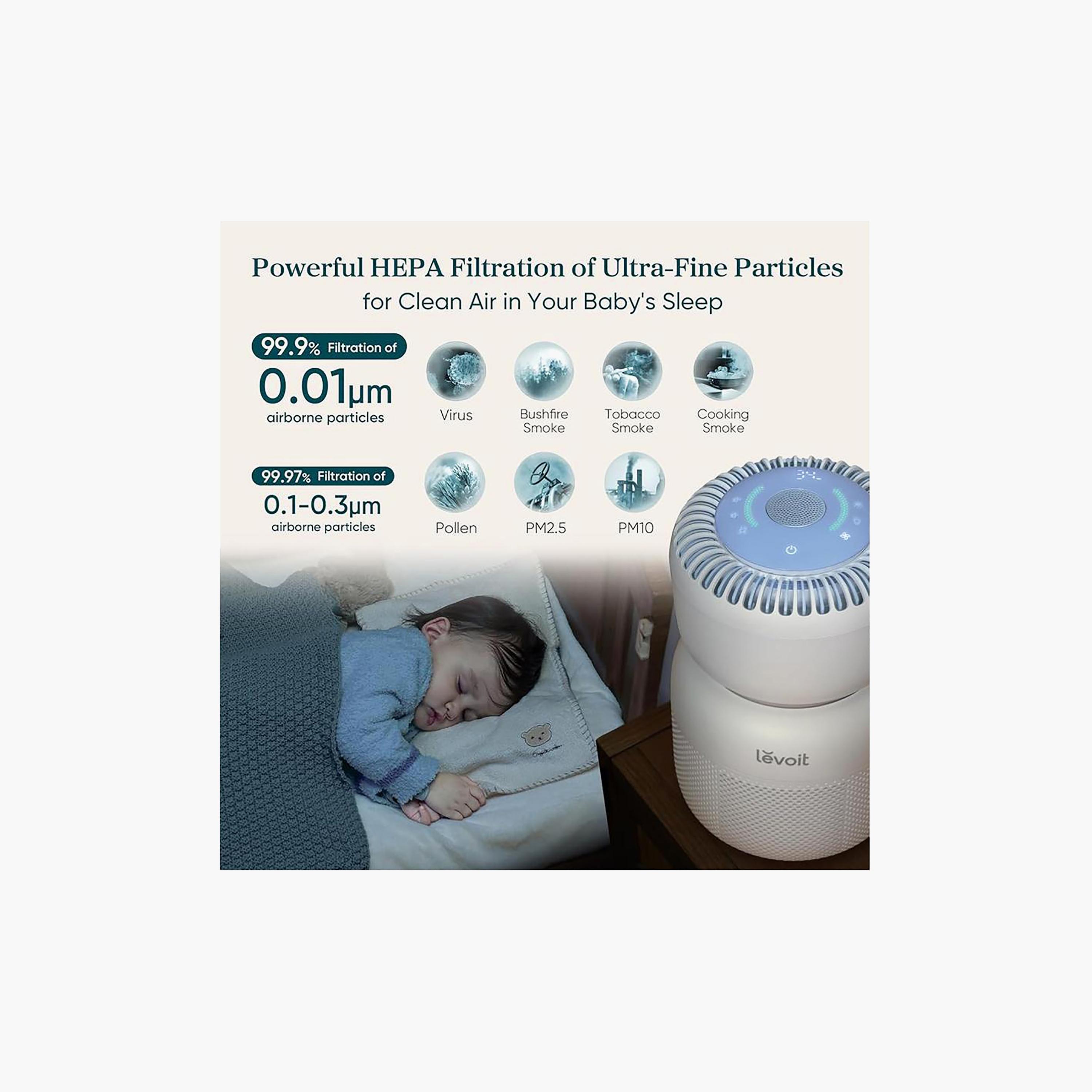 Levoit Baby Air Purifier, HEPA Filter, White Noise, No Blue Light, Monitor | LAP-B851S-WUK-household-appliances-homeappliances-airpurifiers-image-5