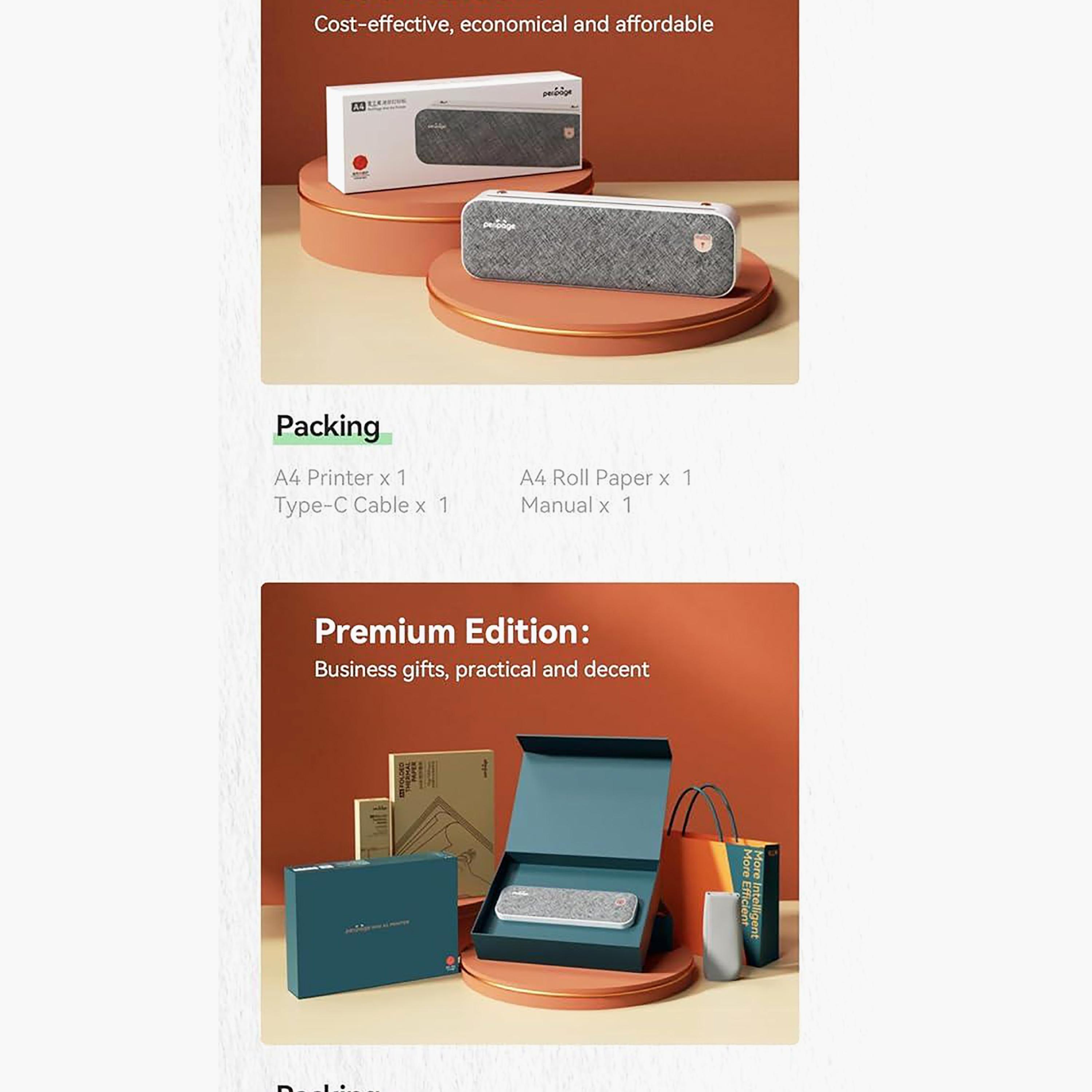 PERIPAGE P40 A4 Thermal Printer, Bluetooth, US Letter/Legal, Android Compatible-electronics-portabledevices-image-4