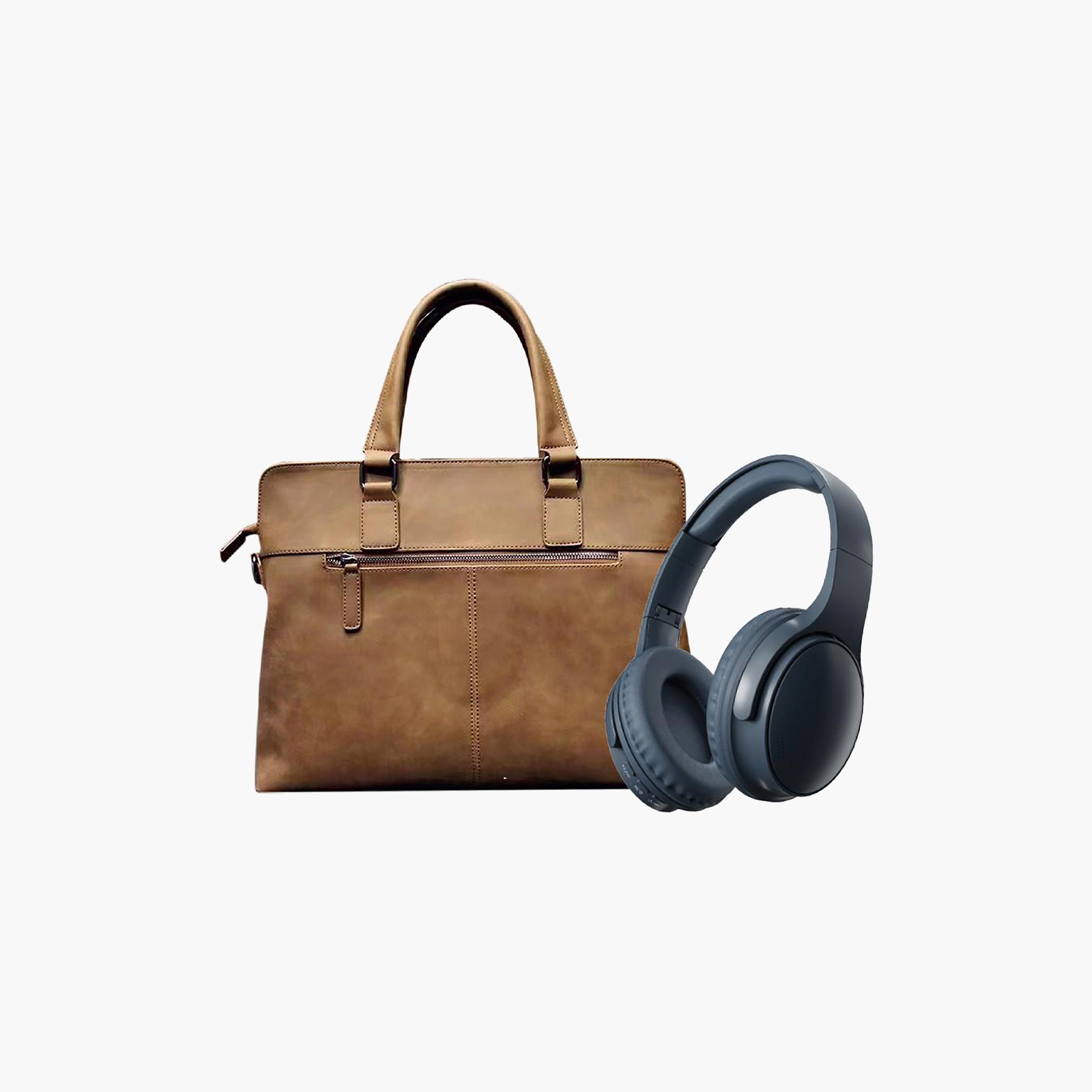 تراندز حقيبة جلدية فاخرة 14" إل بي 105 وحزمة سماعات رأس لاسلكية في 41 | TR-BD2142-electronics-headphonesandearphones-image-1