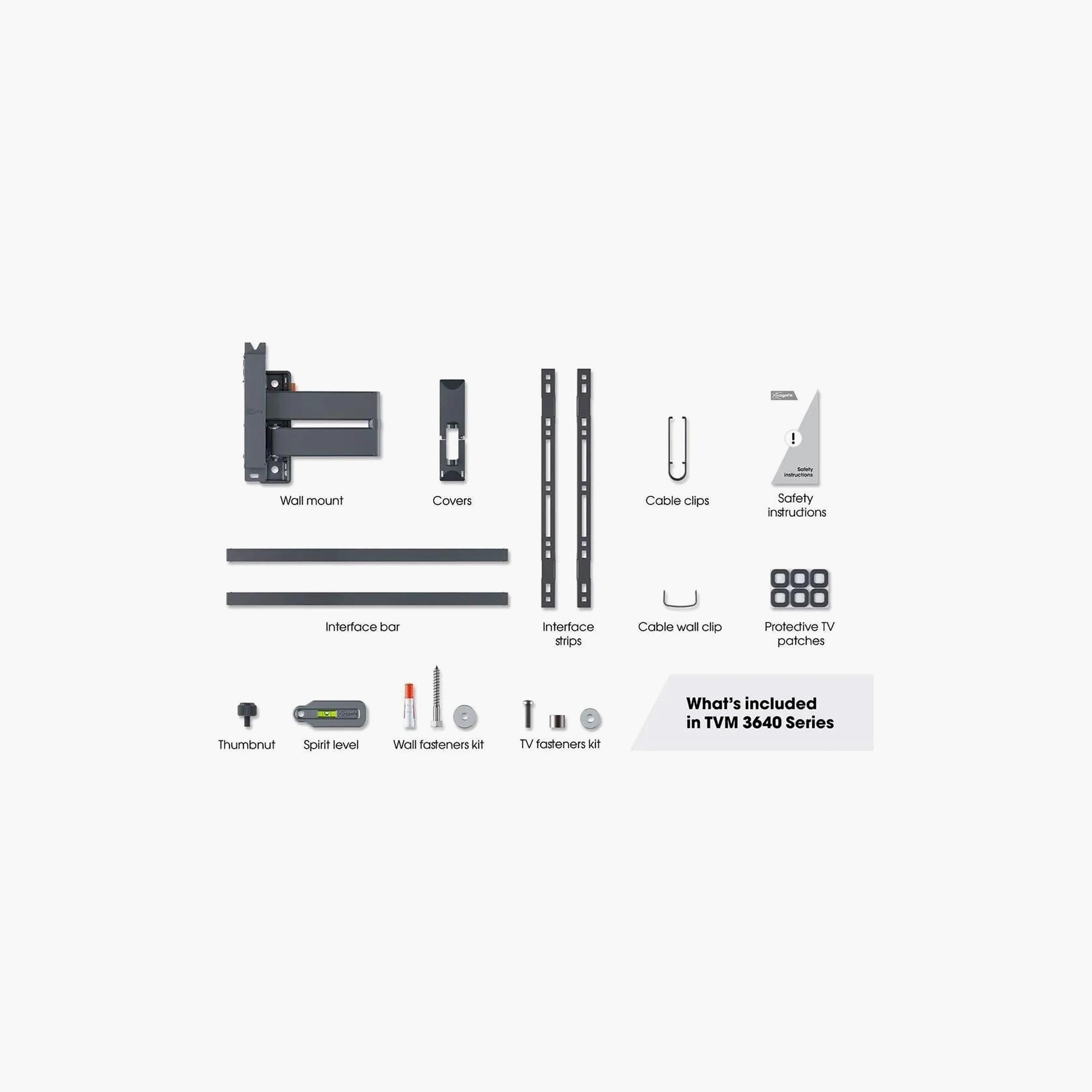 فوجيلس حامل تلفزيون مثبت على الحائط بحركة كاملة، أسود | TVM 3645-electronics-portabledevices-image-4
