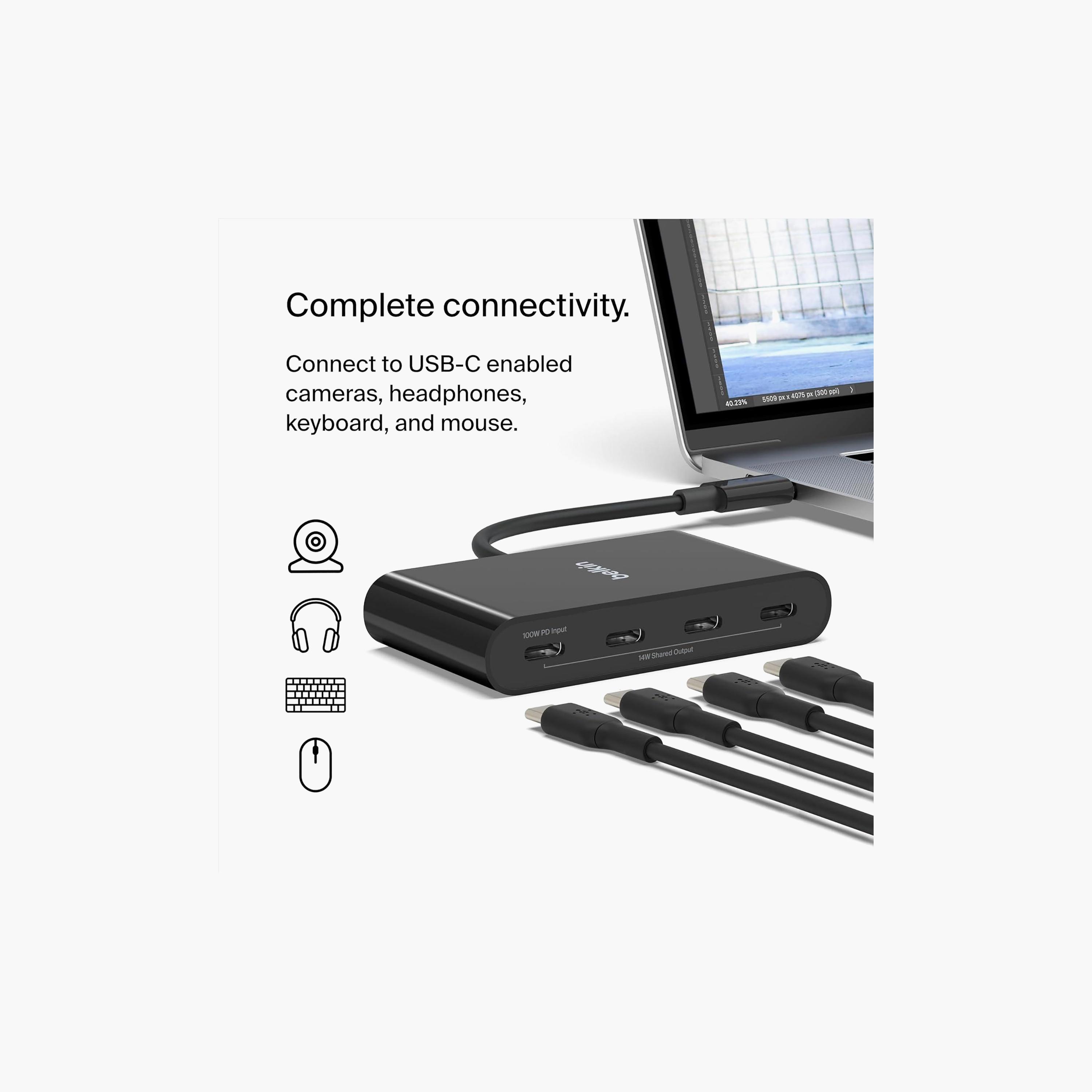 Belkin CONNECT USB-C to 4-Port USB-C Hub Black | BKN-AVC018BTBK-electronics-accessories-computeraccesories-image-2