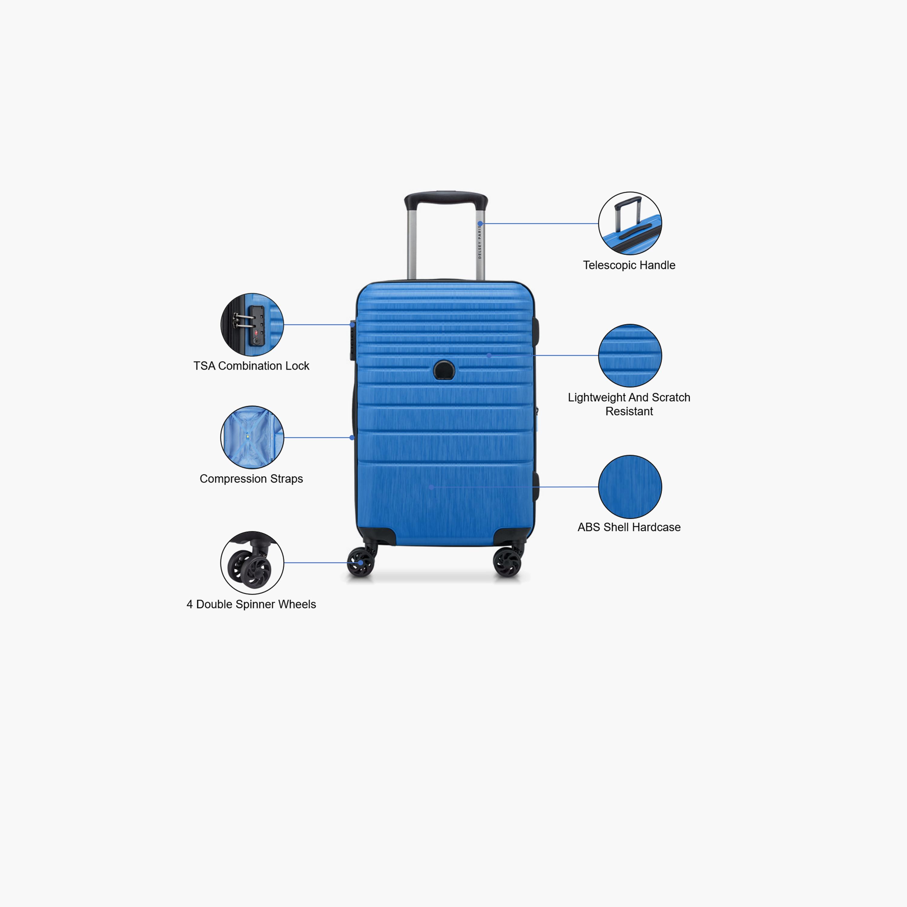 Delsey Alexandra 55 CM Small Cabin ABS Hard Sided 4-Wheeler Spinner Trolley Bag with TSA Lock-travel-luggagesandbags-luggage-image-3
