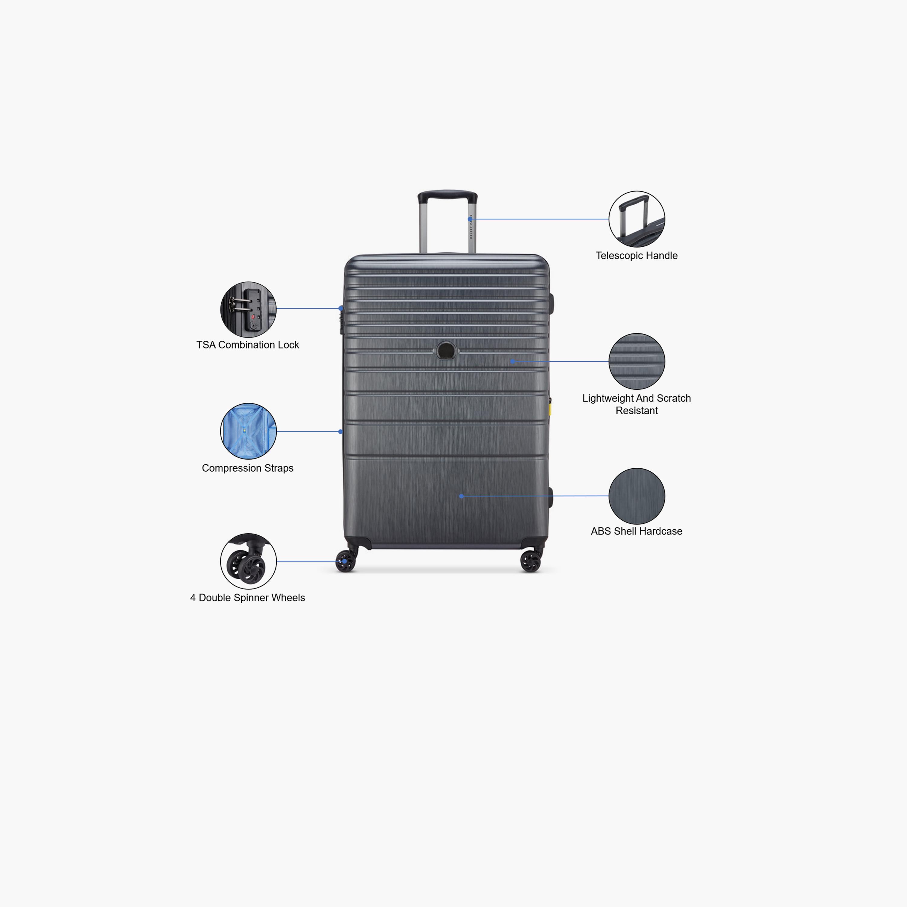Delsey Alexandra 82 CM Large Check-in ABS Hard Sided 4-Wheeler Spinner Trolley Bag with TSA Lock-travel-luggagesandbags-luggage-image-3