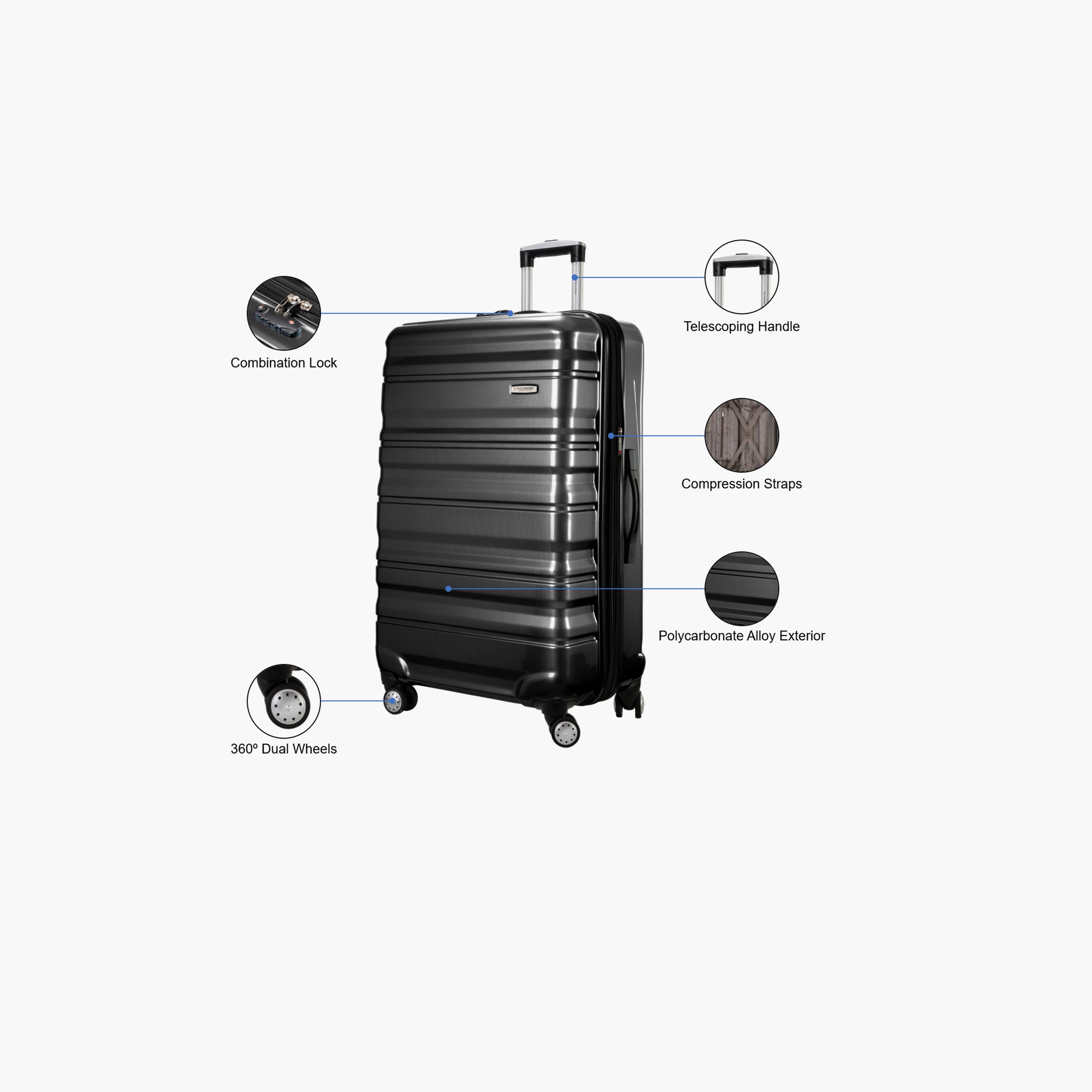 Ricardo Piedmont 76.2 CM Large Check-in Polypropylene Hard Sided 4-Wheeler Spinner Trolley Bag with TSA Lock-travel-luggagesandbags-luggage-image-3