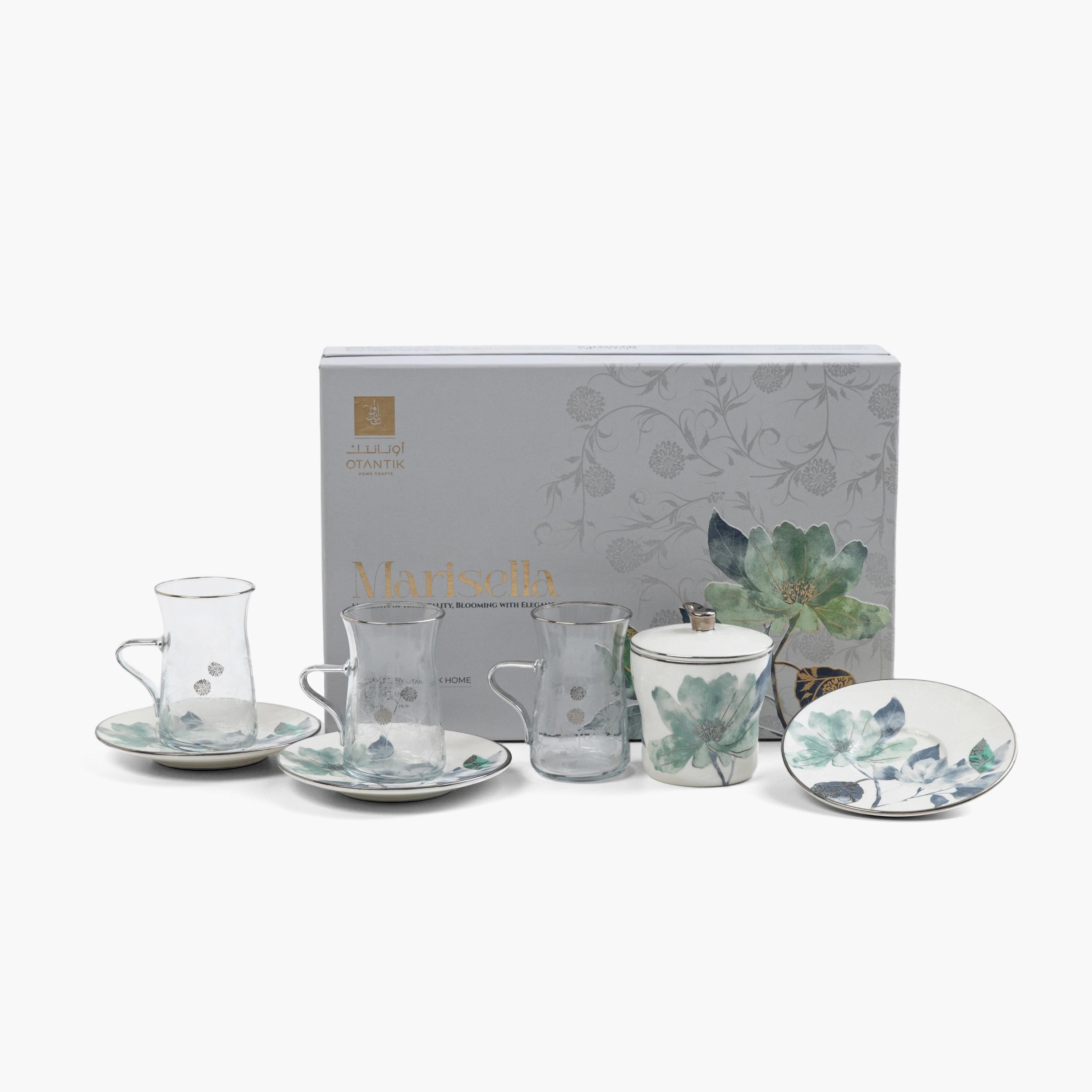 طقم شاي زجاجي مزهر 13 قطعة-household-dining-teaandcoffee-teaandcoffeesets-image-1