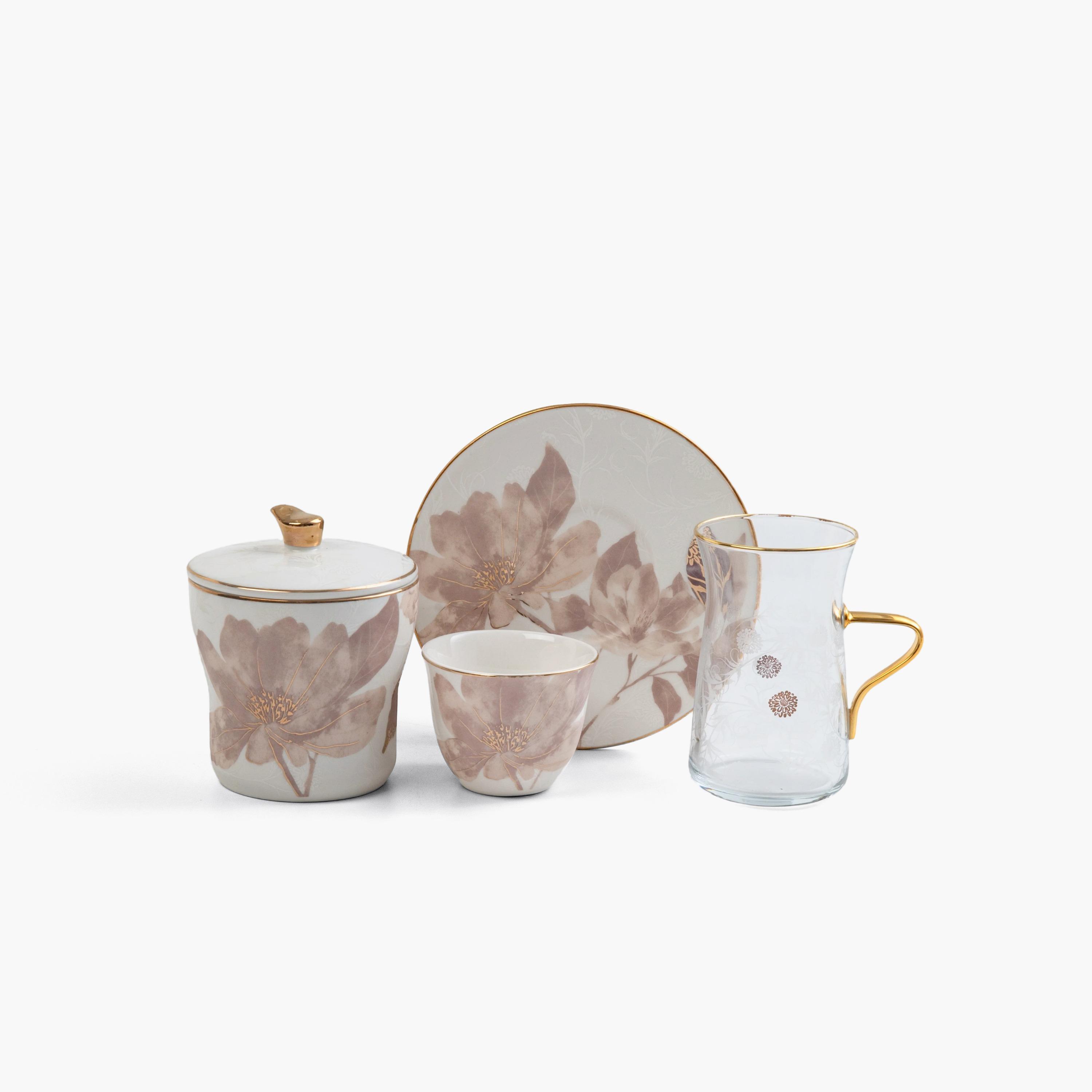 طقم شاي وقهوة زجاجي مزخرف بالزهور-household-dining-teaandcoffee-teaandcoffeesets-image-2